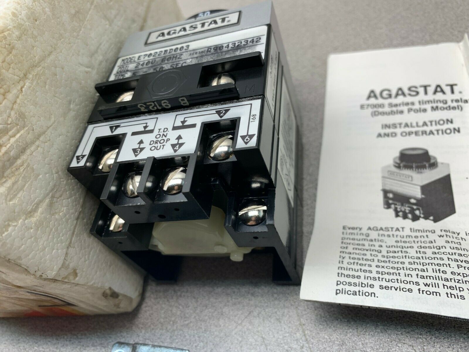 NEW AGASTAT 240V. TIMER 5-50 SEC. TIMING RELAY E7022BD003