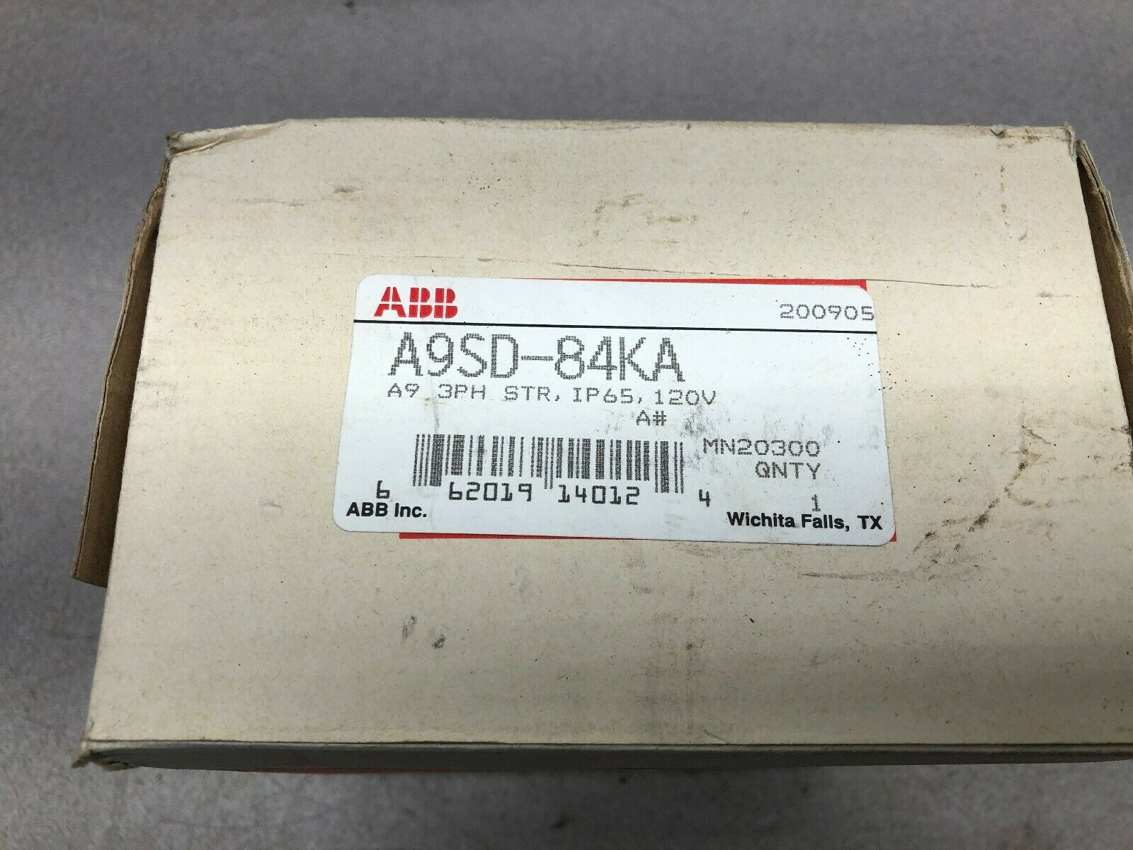 NEW IN BOX ABB 2 HP 3.4 FLA 3 PH 480 VAC MANUAL STARTER A9SD-84KA