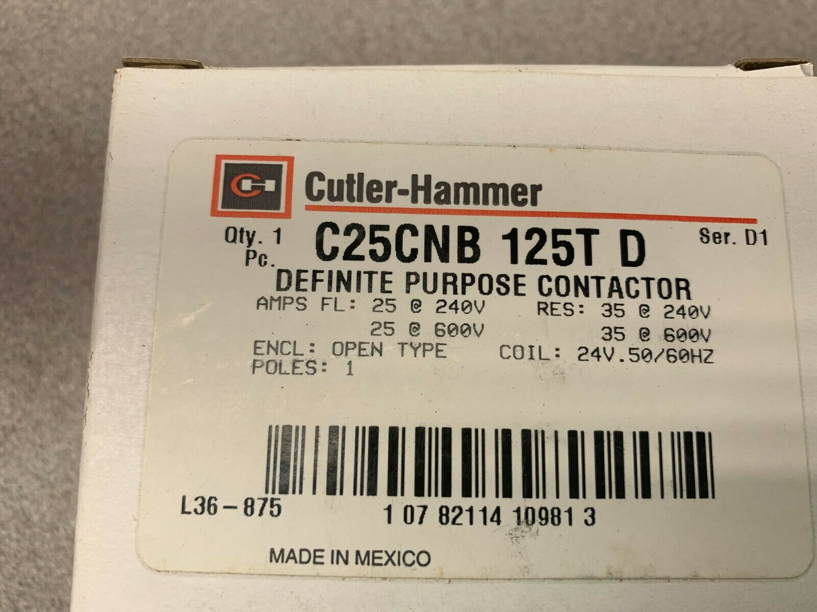 NEW IN BOX CUTLER HAMMER CONTACTOR C25CNB 125T D