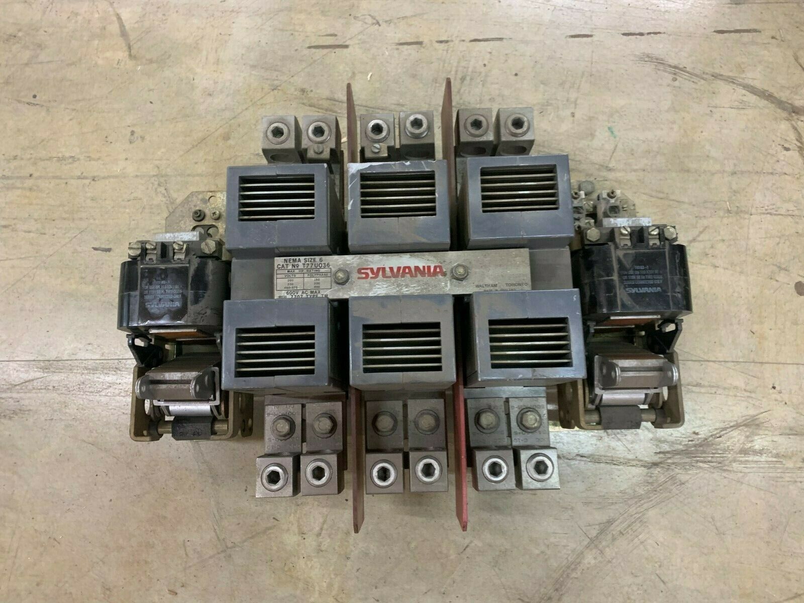 USED SYLVANIA 110/120V. COIL T77UO36 SIZE 6 CONTACTOR T77U036