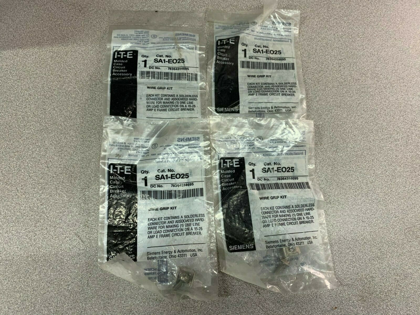 LOT OF 4 NEW IN PACKAGE SIEMENS WIRE GRIP KIT SA1-EO25