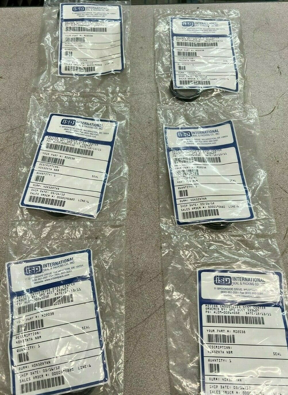 LOT OF 6 NEW IN BAG INTERNATIONAL SEAL R02038