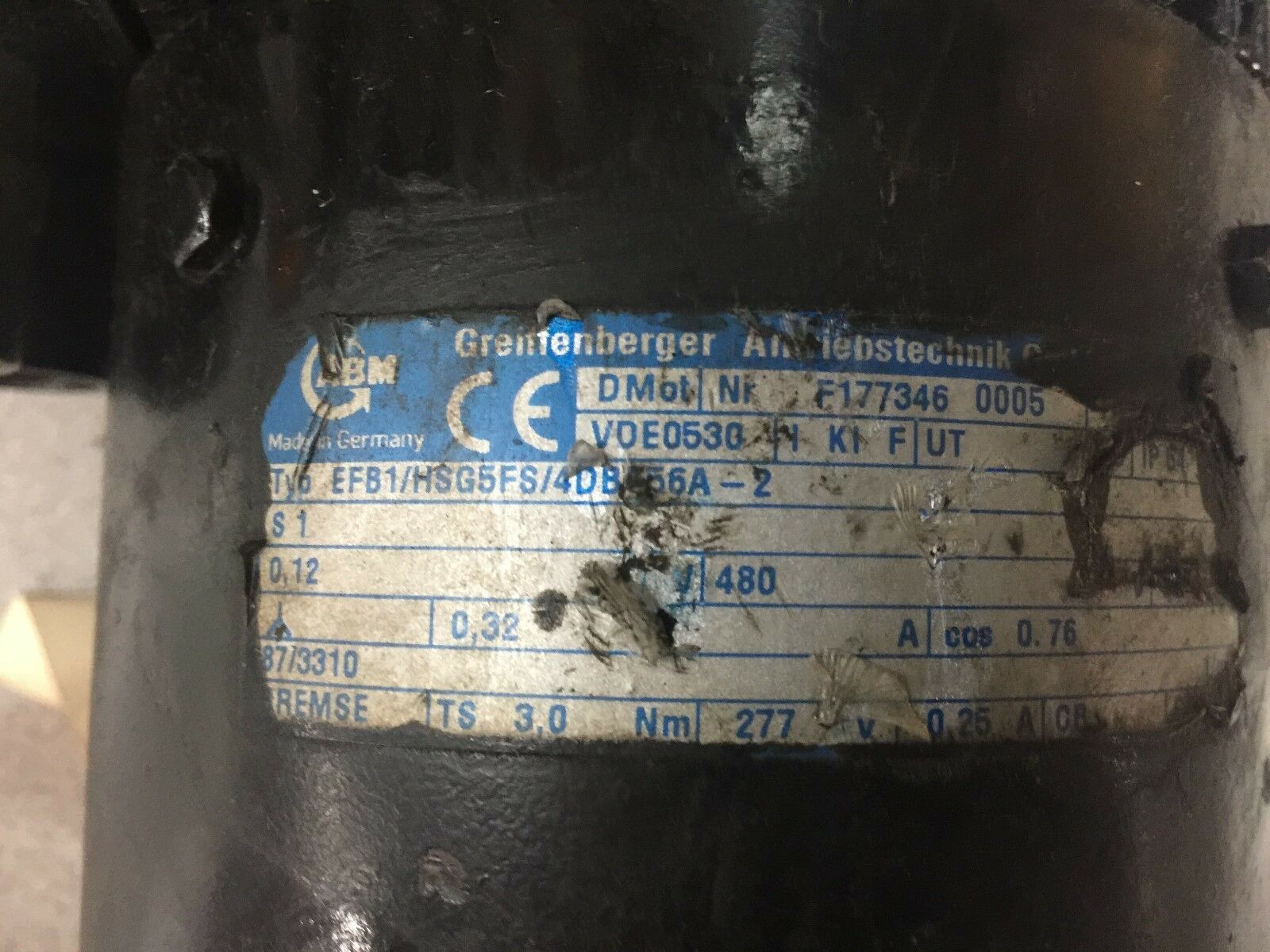 USED ABM GEAR MOTOR EFB1/HSG5FS/4DB556A-2