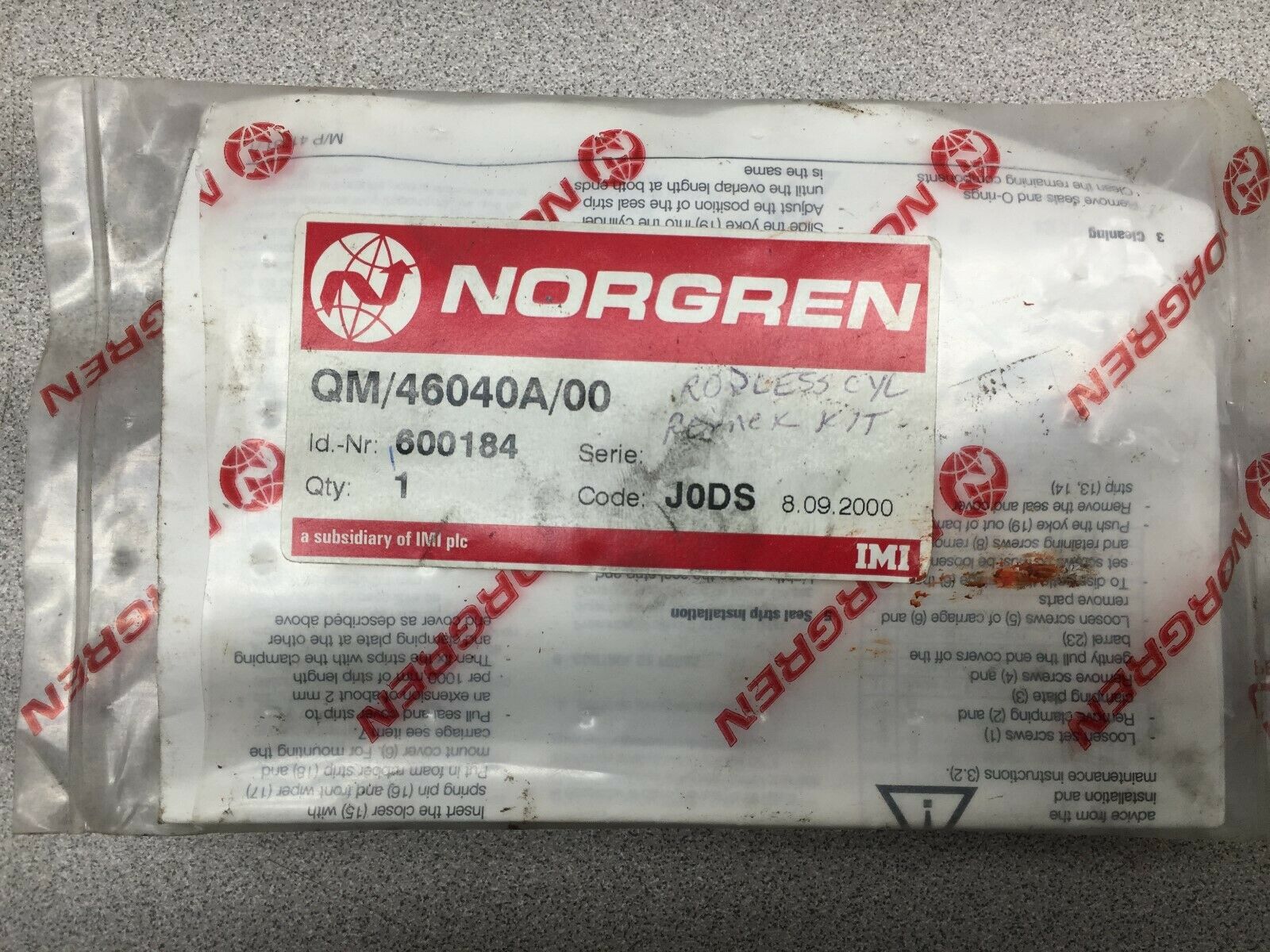 NEW IN BAG NORGREN REPAIR KIT QM/46040A/00