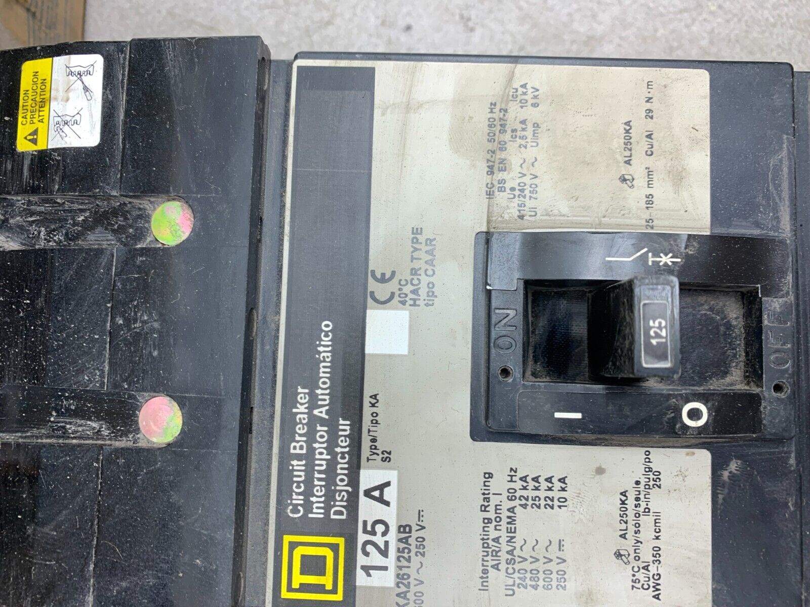 NEW IN BOX SQUARE D 2 POLE 125AMP CIRCUIT BREAKER KA26125AB