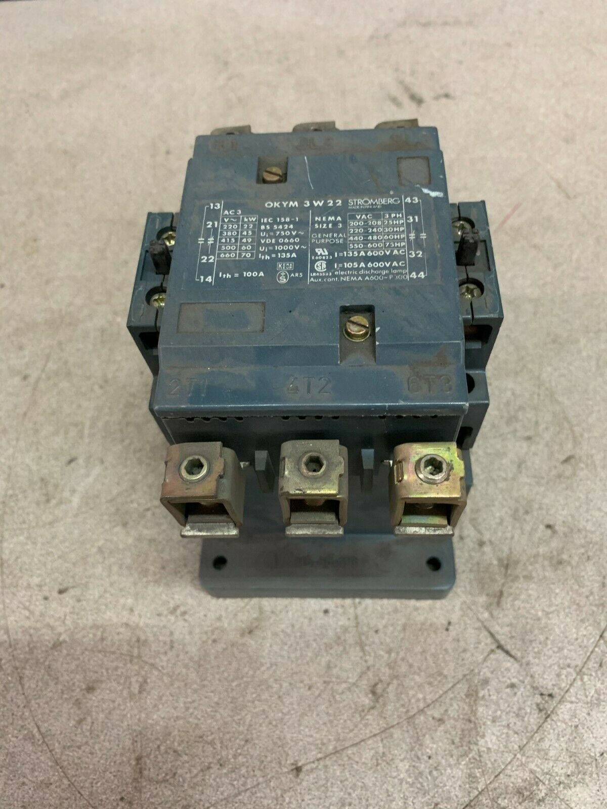 USED STROMBERG OKYM 3 W 22 CONTROL CONTACTOR OKYM3W22