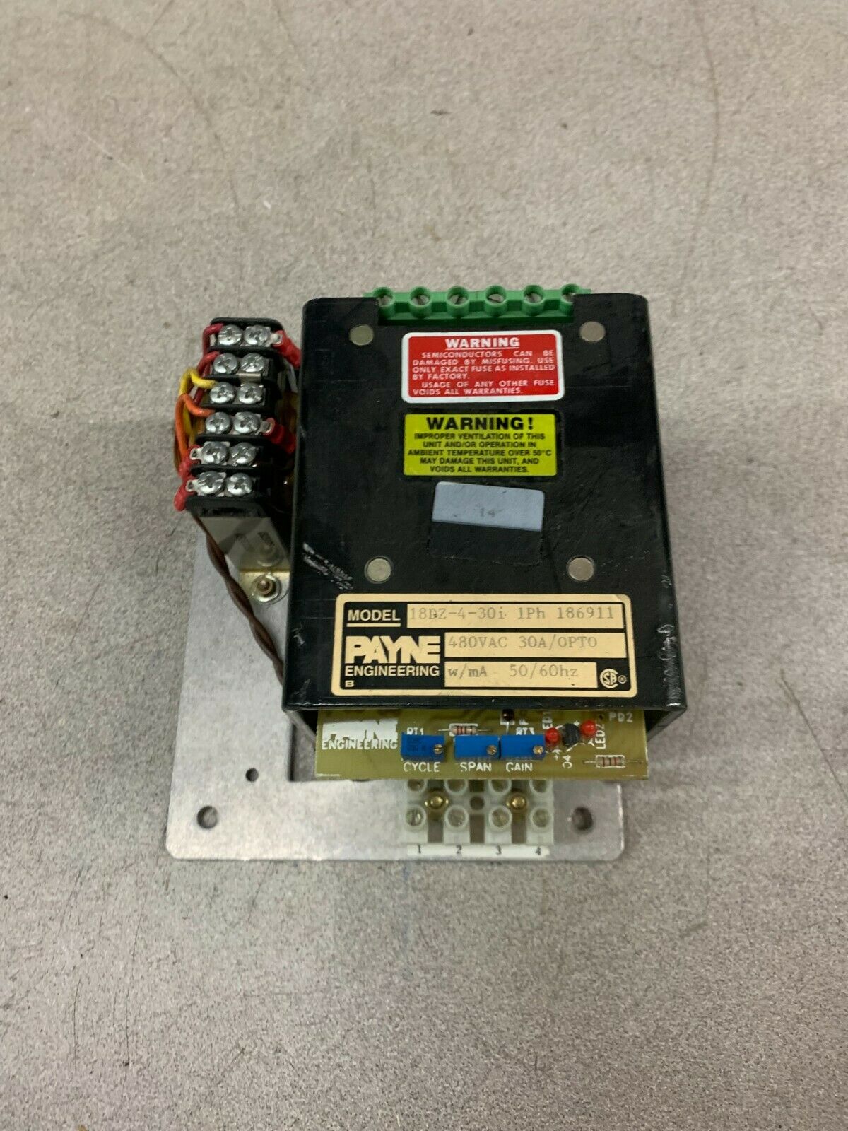 USED PAYNE ENGINEERING POWER CONTROL 18DZ-4-30I 1PH 186911