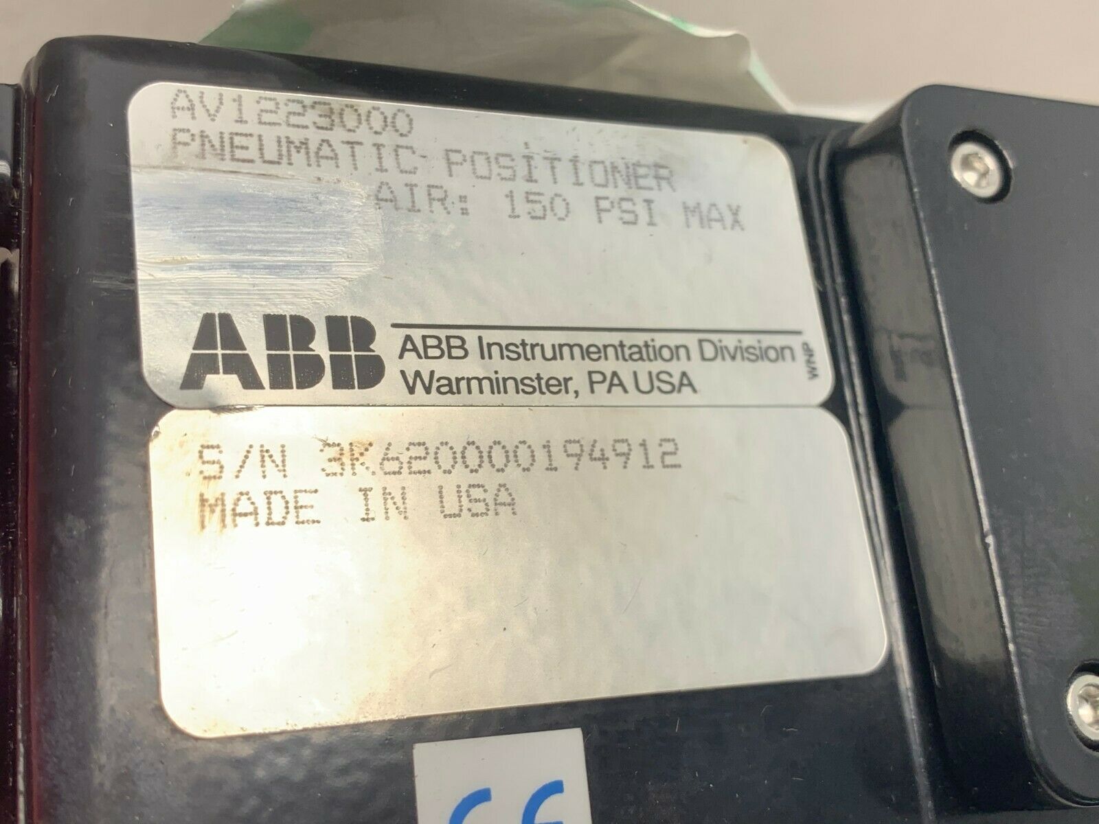 USED ABB PNEUMATIC POSITIONER AV1223000