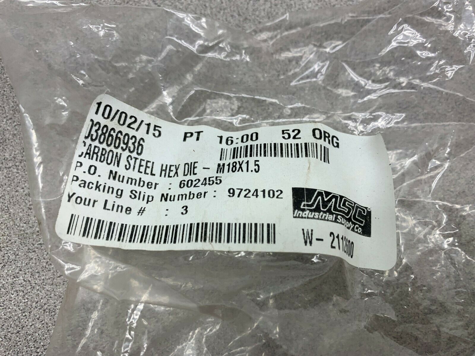 NEW NO BOX INTERSTATE CARBON STEEL HEX DIE 03866936