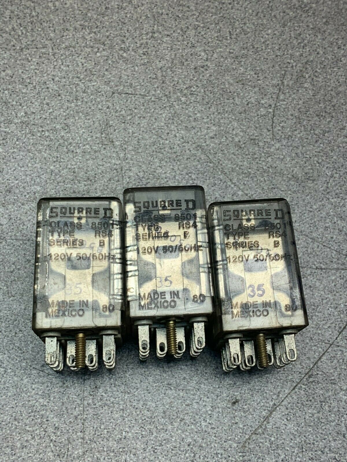 LOT OF 3 USED SQUARE D RELAY 8501 RS4