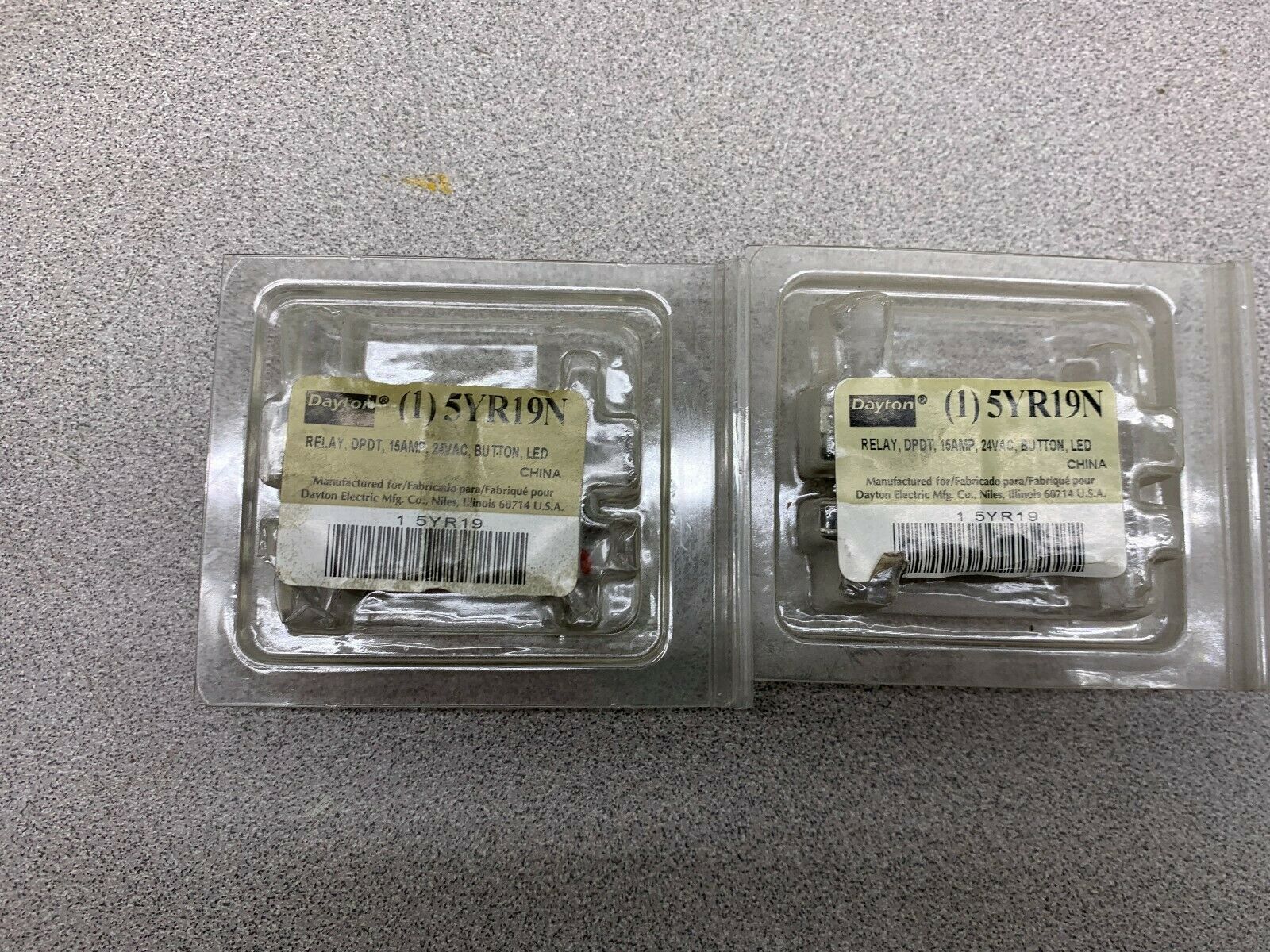 LOT OF 2 NEW NO BOX DAYTON RELAY 5YR19N