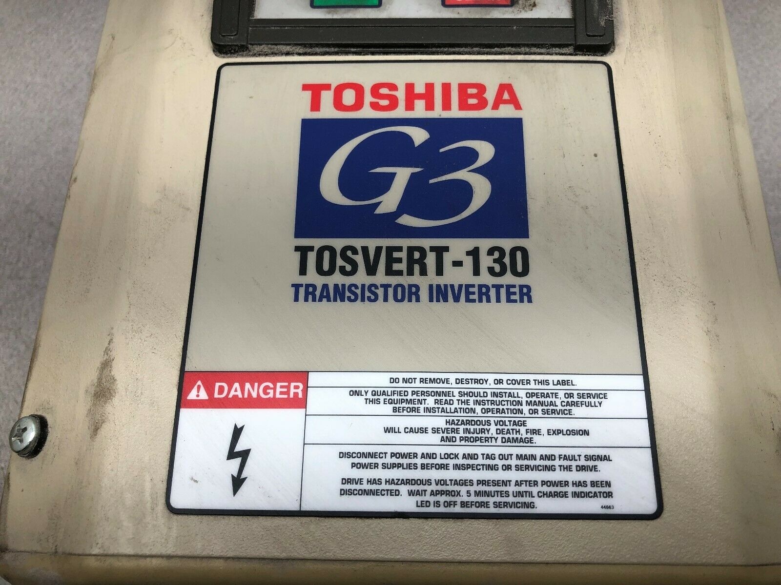 USED TOSHIBA G3 TOSVERT-130 2 HP 230 VAC INPUT 3 PH .1-80/400 HZ INVERTER DRIVE