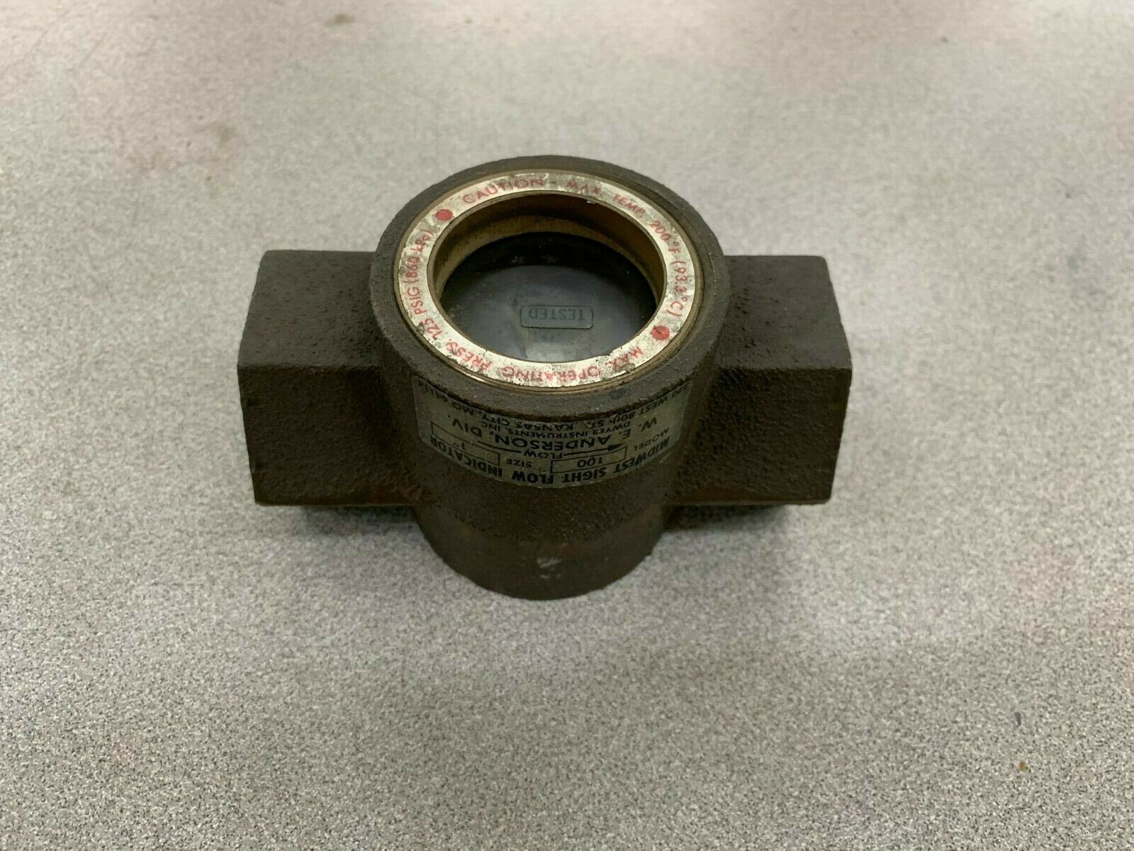 NEW NO BOX W. E. ANDERSON 1" MIDWEST SIGHT FLOW INDICATOR MODEL 100