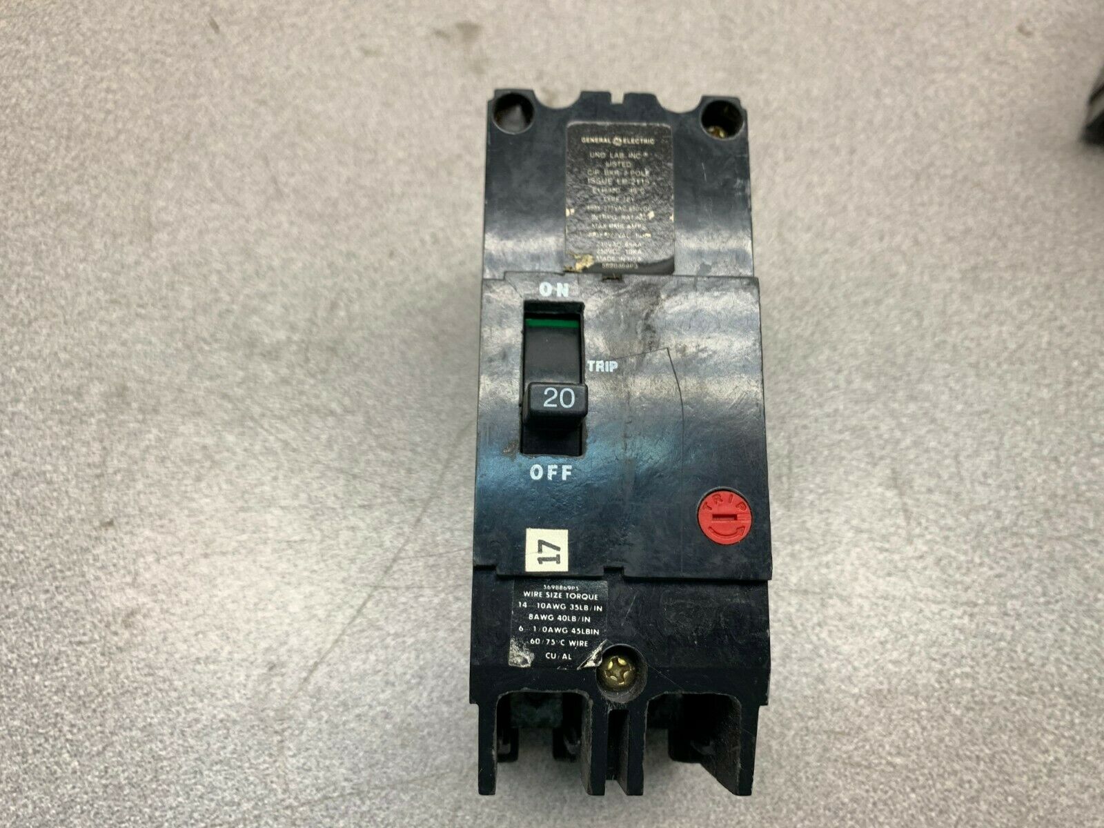 USED GE 20 AMP BREAKER 569B869P5