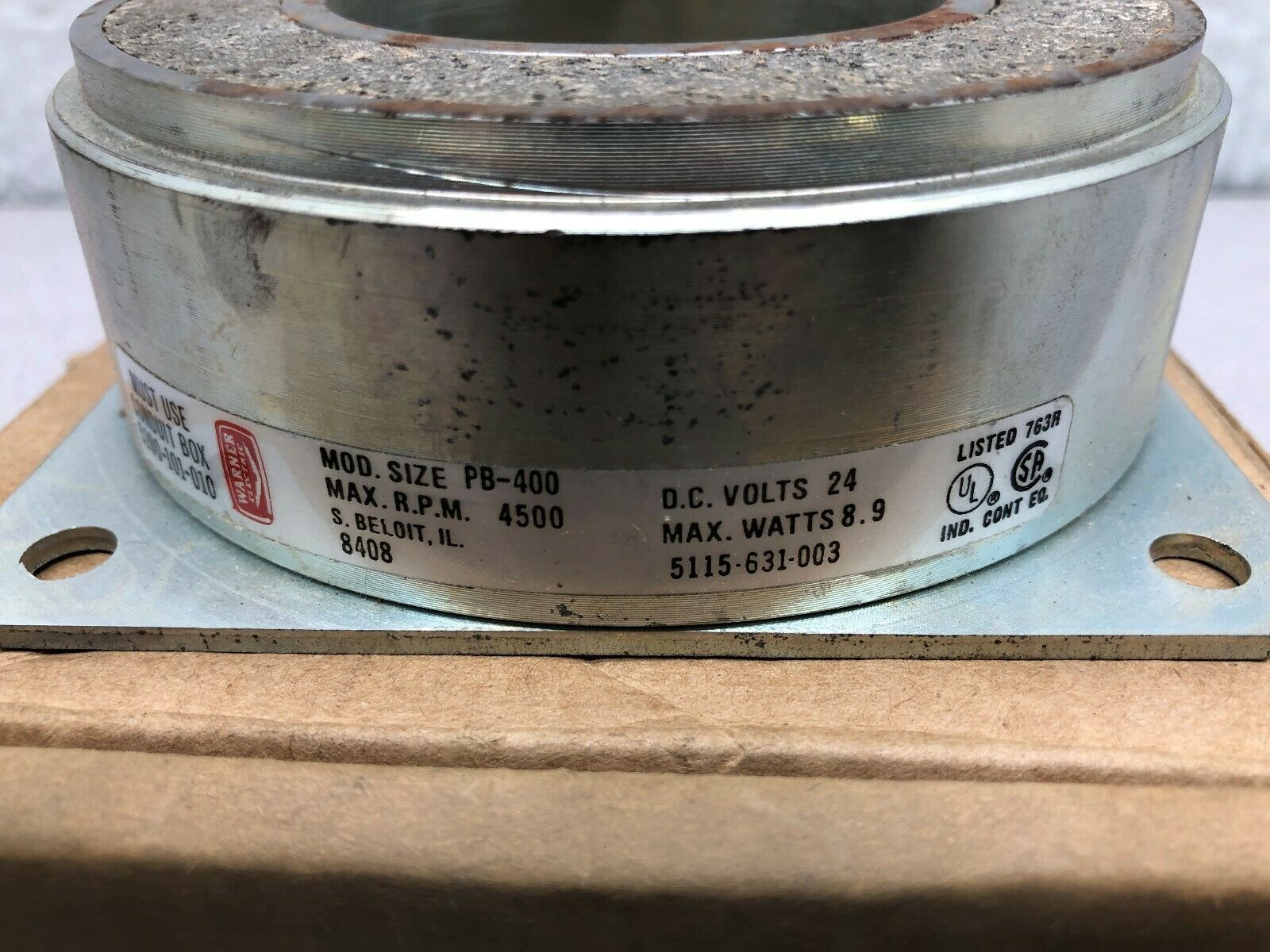 NEW IN BOX WARNER ELECTRIC  24 VDC MAX RPM 4500 SIZE PB-400 CLUTCH BRAKE 5115-63