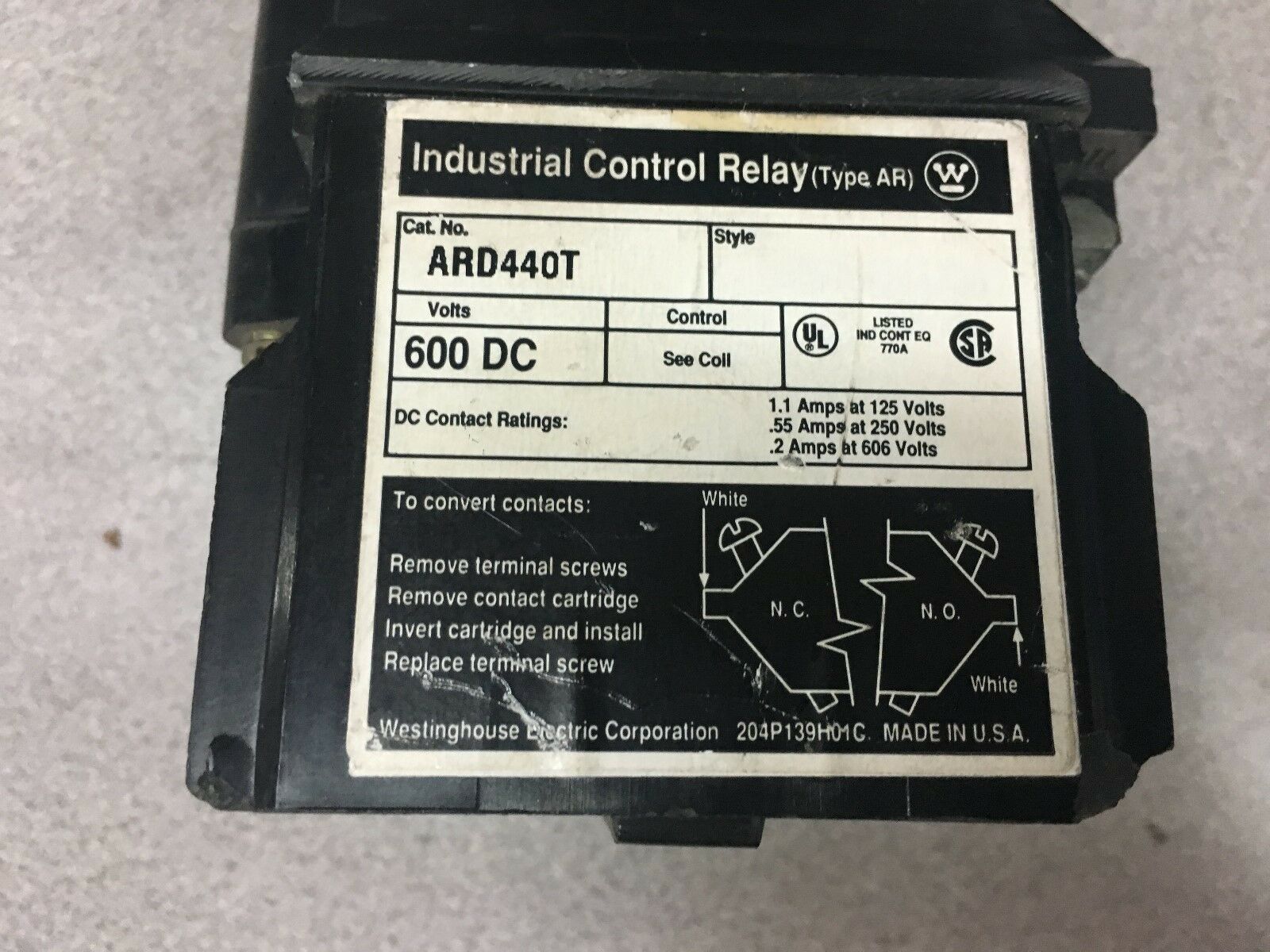 USED WESTINGHOUSE RELAY ARD440T