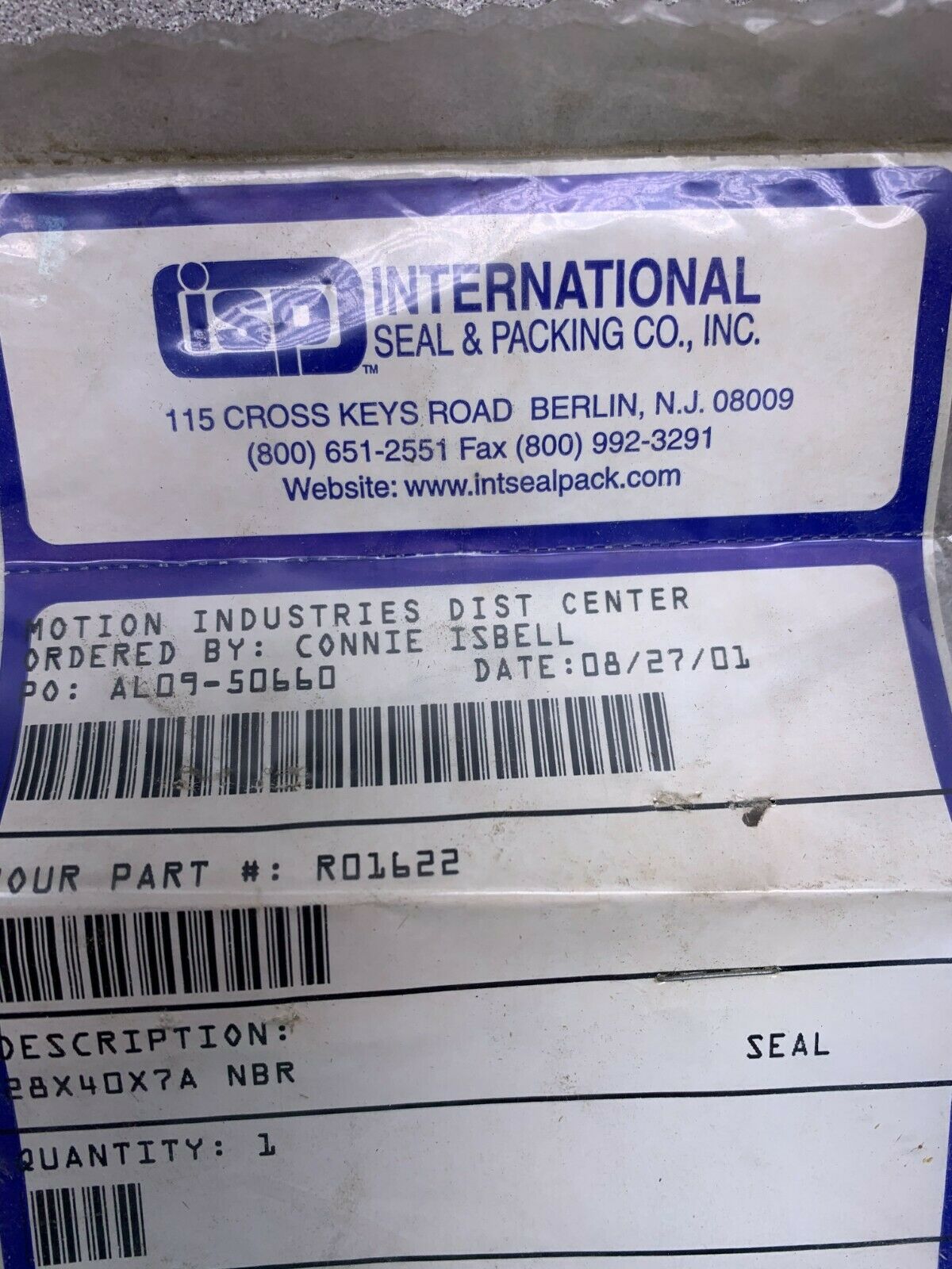 NEW IN BAG INTERNATIONAL SEAL R01622