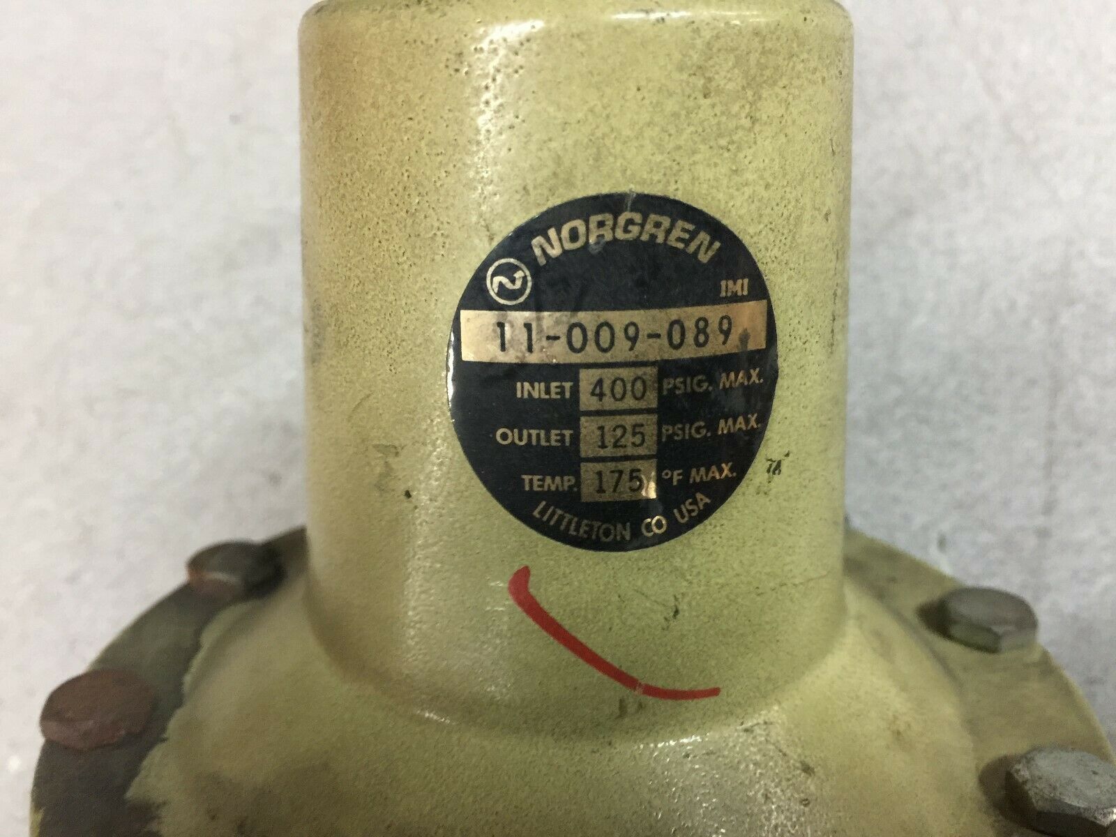 USED NORGREN 400 PSI INLET 125 PSI OUTLET REGULATOR 11-009-089