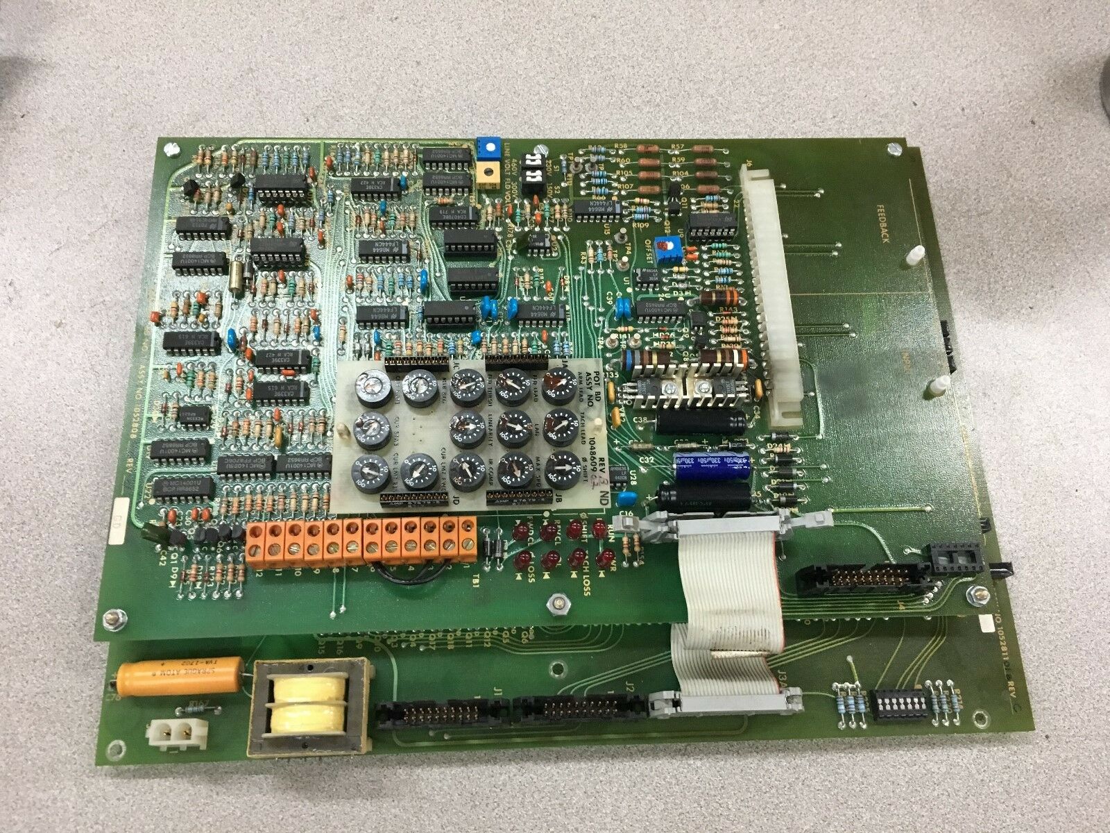 USED FINCOR CONTROL BOARD 1052811 WITH FINCOR 1052808 CIRCUIT BOARD