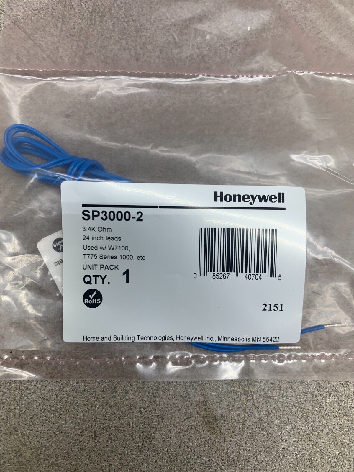 NEW IN PACKAGE HONEYWELL Sensing Element With 2" Probe & 24" Leads SP3000-2