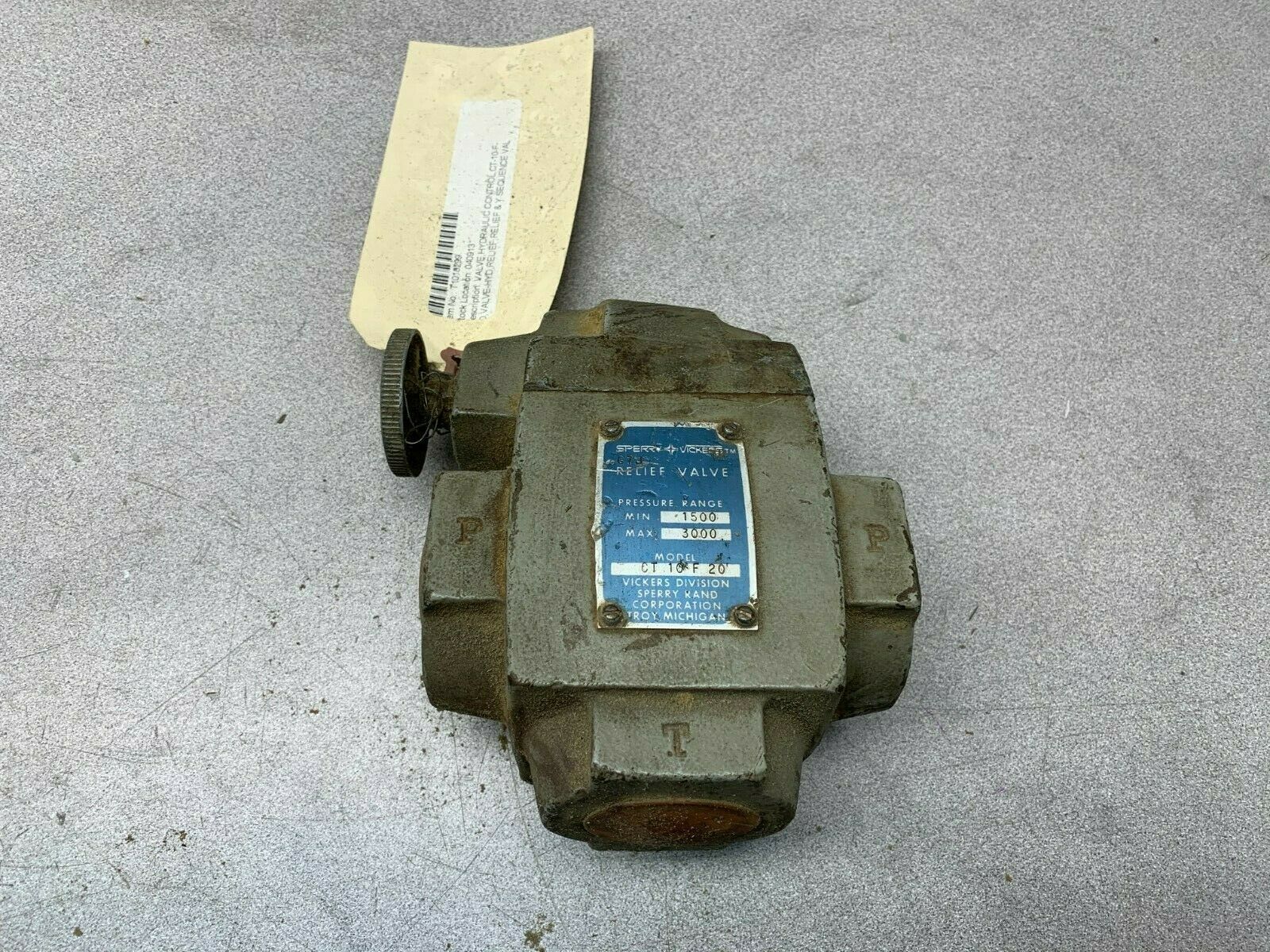 NEW VICKERS HYDRAULIC RELIEF VALVE CT 10 F 20