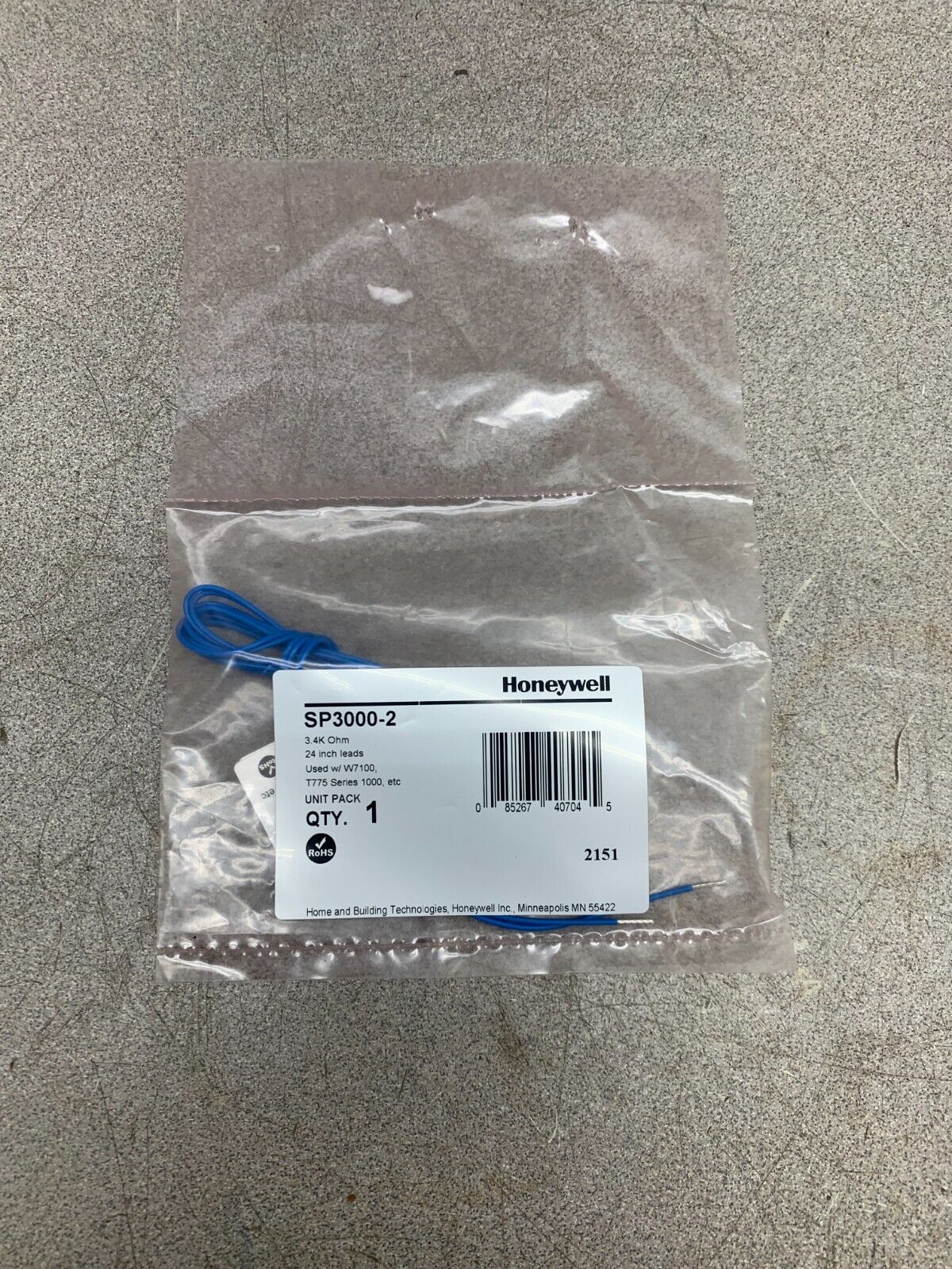 NEW IN PACKAGE HONEYWELL Sensing Element With 2" Probe & 24" Leads SP3000-2