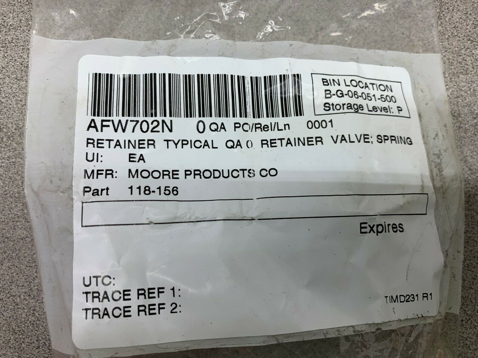 NEW NO BOX MOORE VALVE 118-156