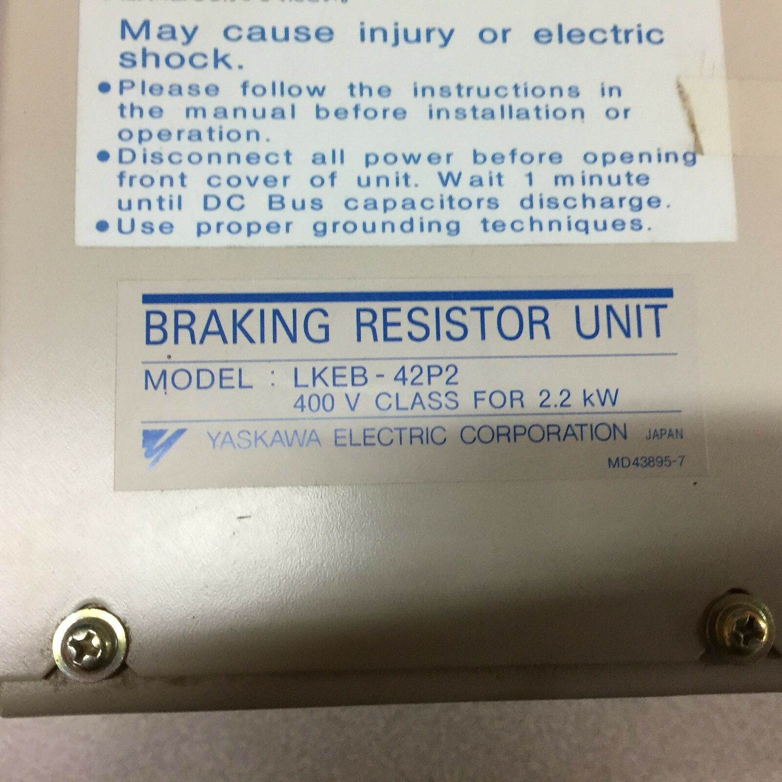 NEW NO BOX YASKAWA ELECTRIC 400V 2.2KW BRAKING RESISTOR UNIT LKEB-42P2