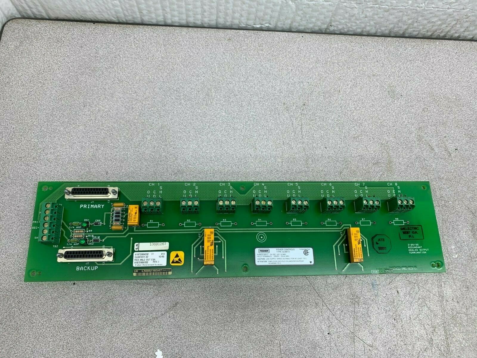 USED FISHER TERMINAL BOARD CL6872X1-A2