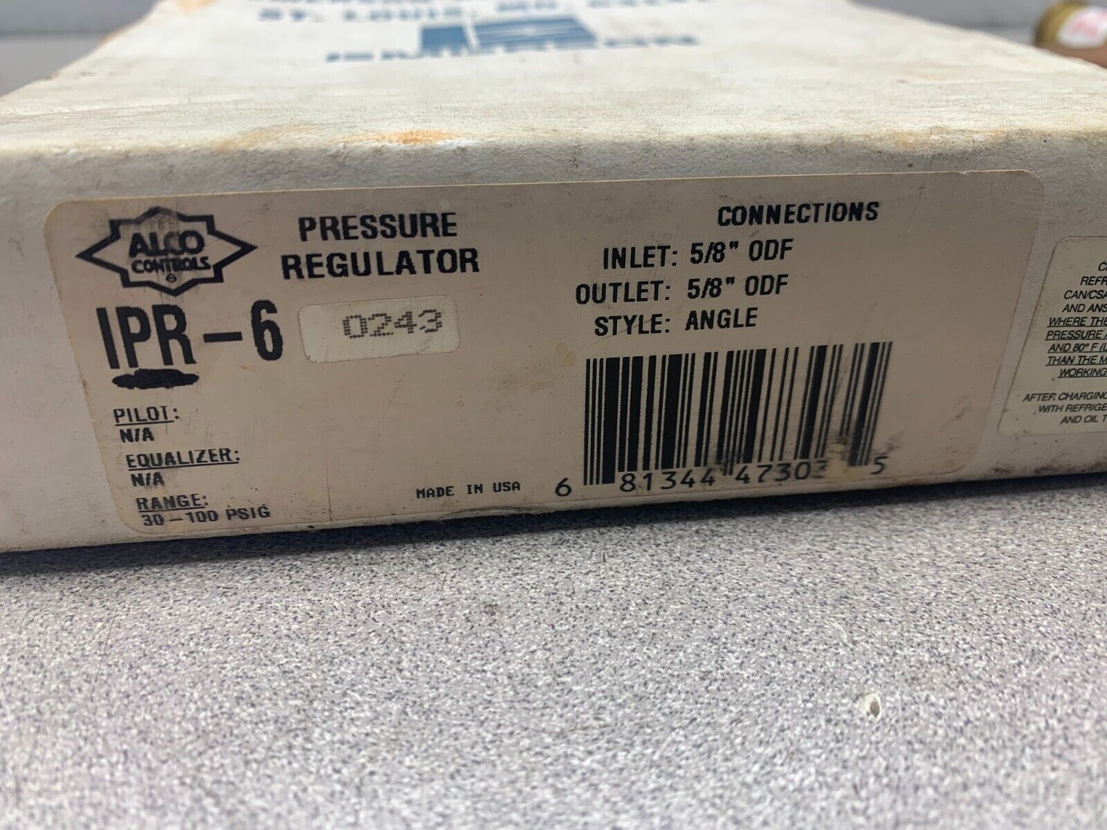 NEW IN BOX ALCO CONTROLS PRESSURE REGULATOR IPR-6