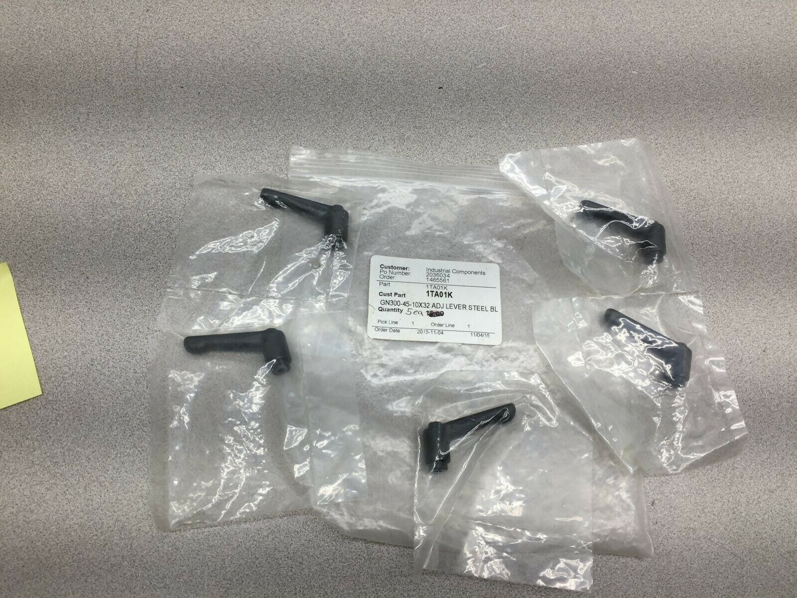 NEW IN BAG (LOT OF 5) INDUSTRIAL COMPONENTS ADJ LEVER STEEL BL 1TA01K