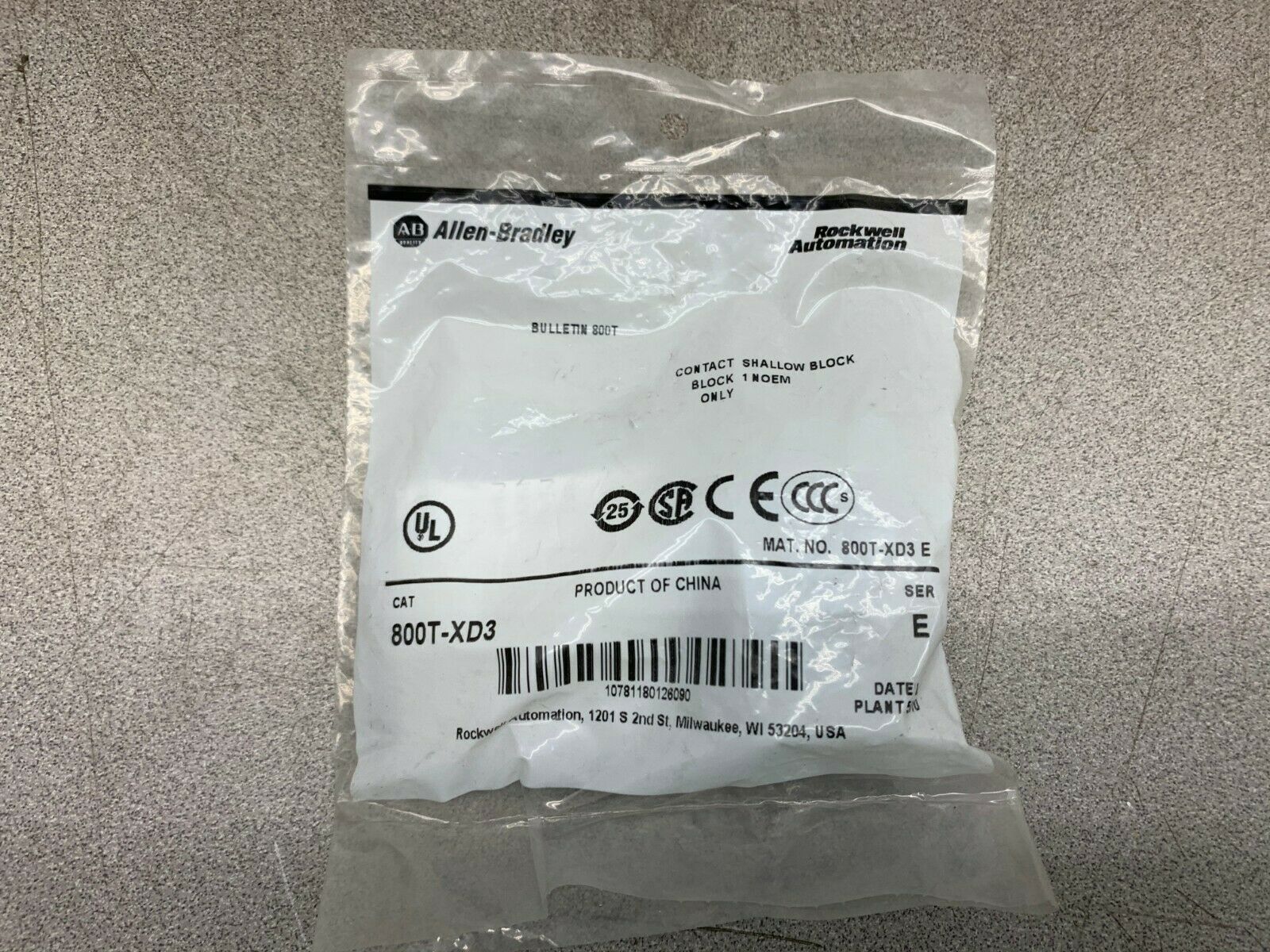 NEW IN BAG ALLEN BRADLEY CONTACT BLOCK 800T-XD3 SERIES E