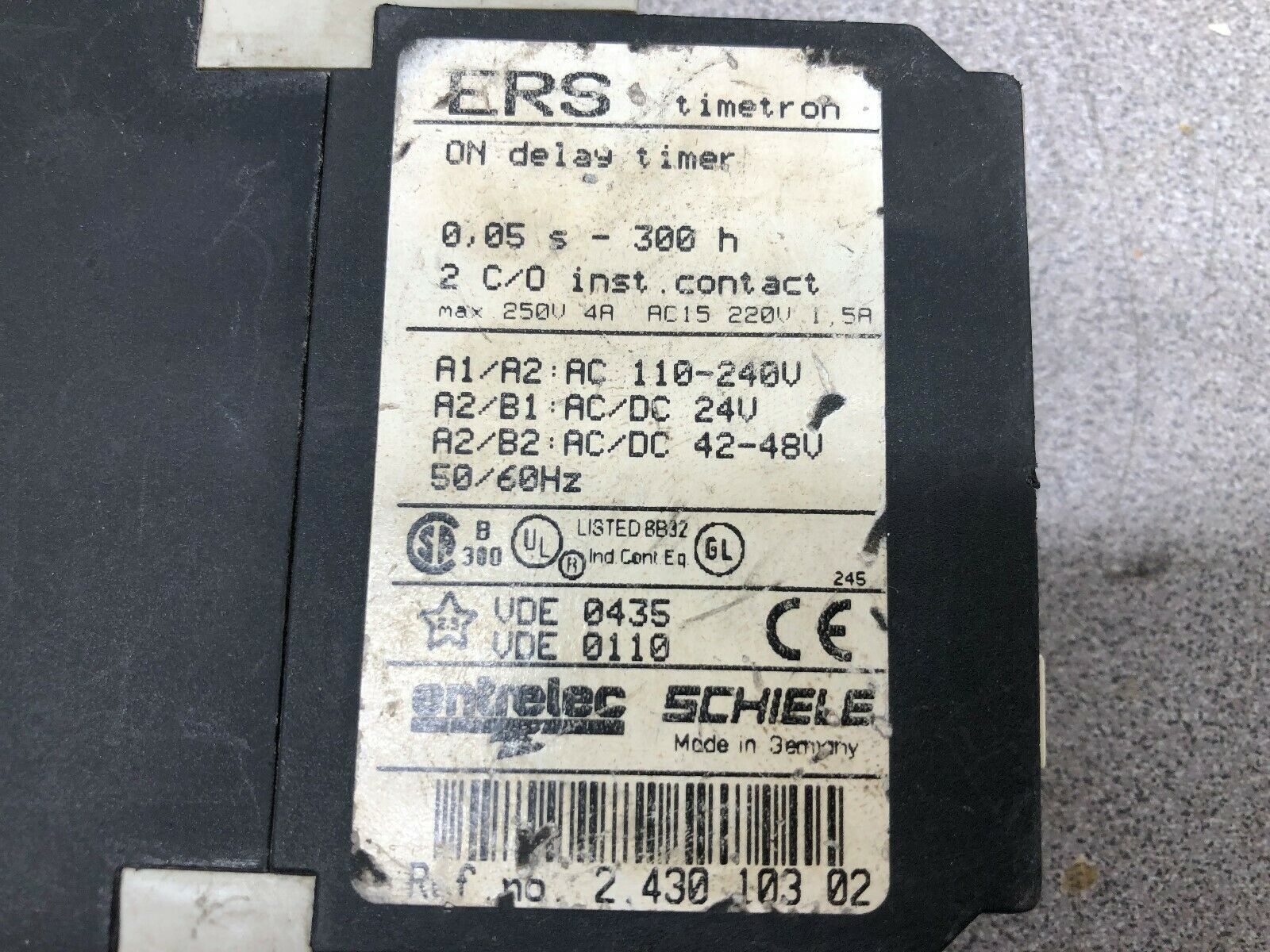 USED SCHIELE ON DELAY TIMMER 0,05s-300h