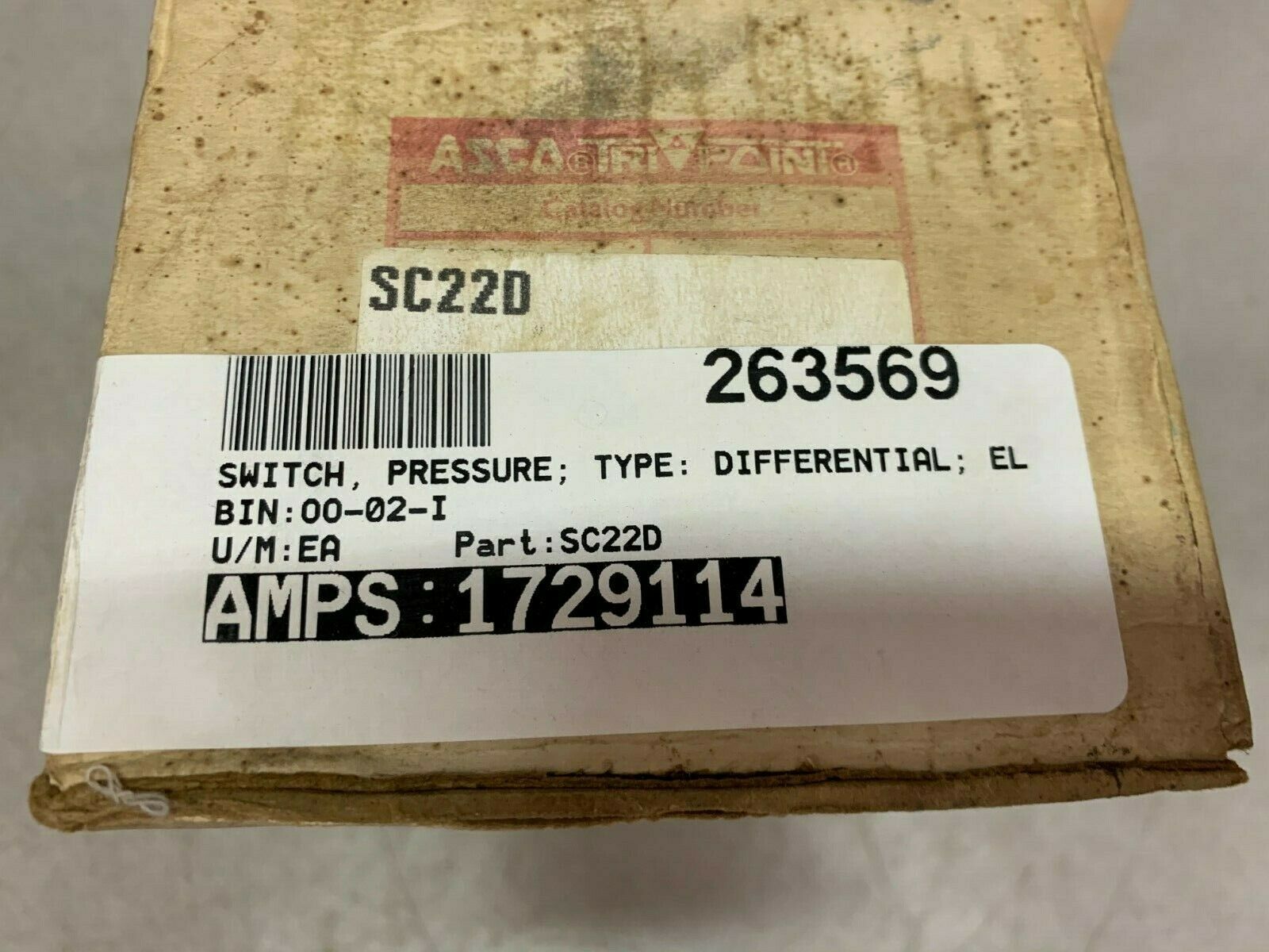 NEW IN BOX ASCO PRESSURE SWITCH SC22D