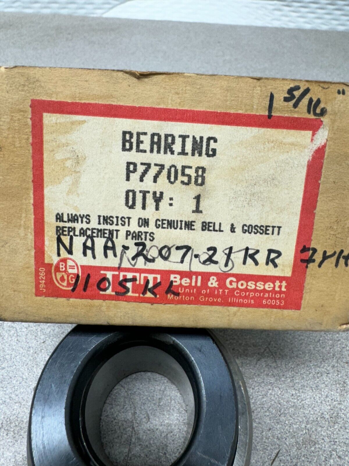 NEW IN BOX BELL & GOSSETT BEARING P77058