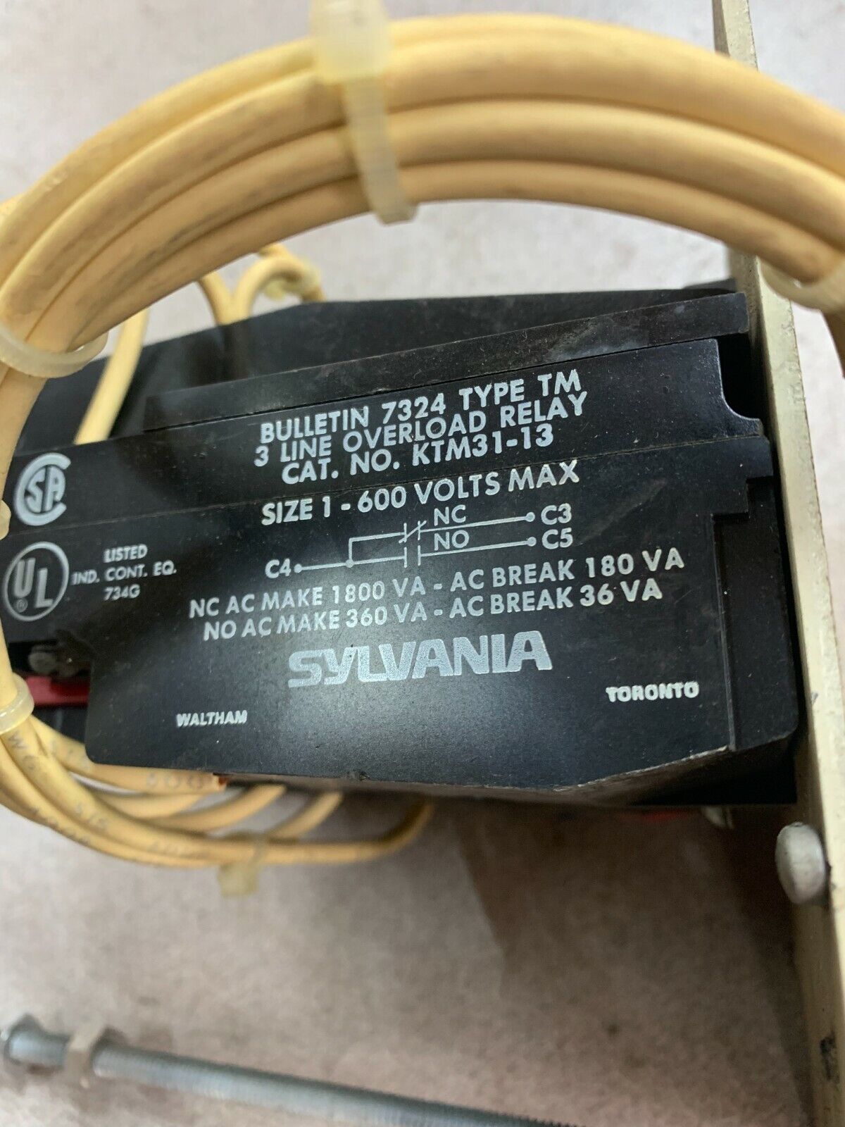 USED SYLVANIA 7324 TYPE TM OVERLOAD RELAY KTM31-13