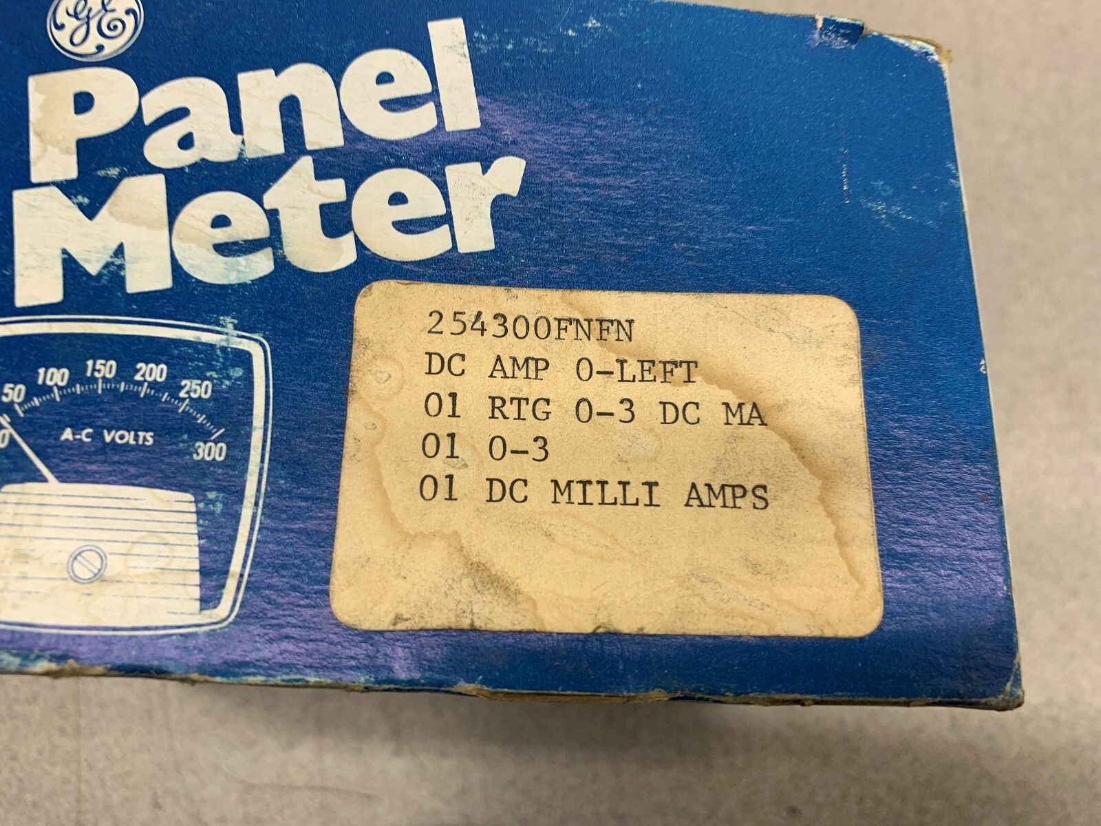 NEW IN BOX GE 0-3 DCMA PANEL METER 254300FNFN