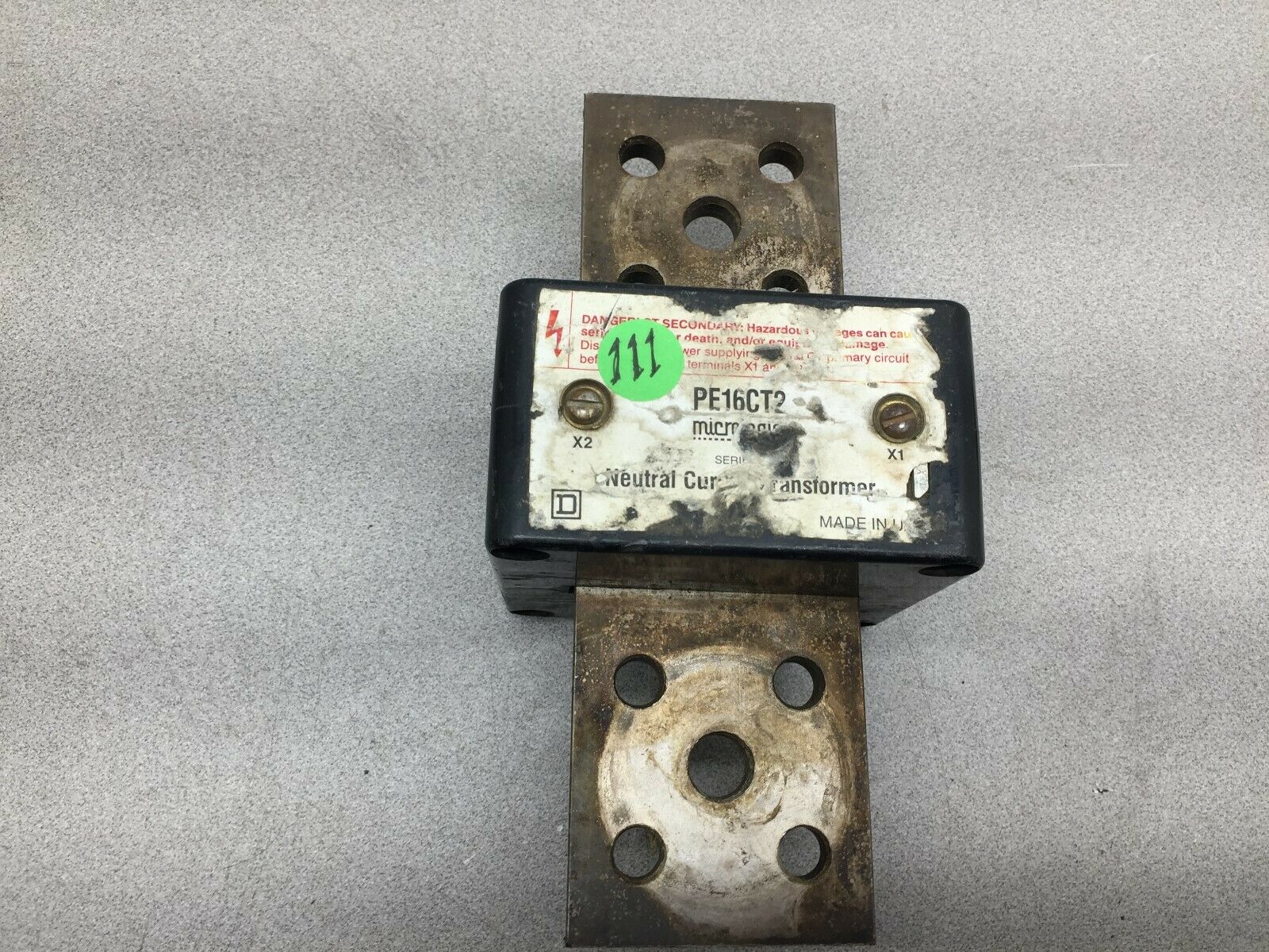 USED SQUARE D NEUTRAL CURRENT TRANSFORMER PE16CT2