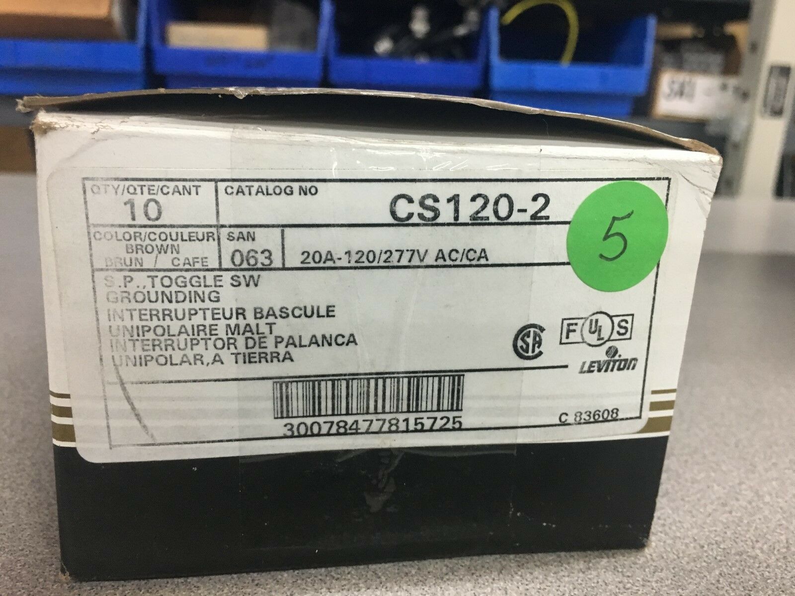 NEW BOX OF 10 LEVITON SWITCH CS120-2