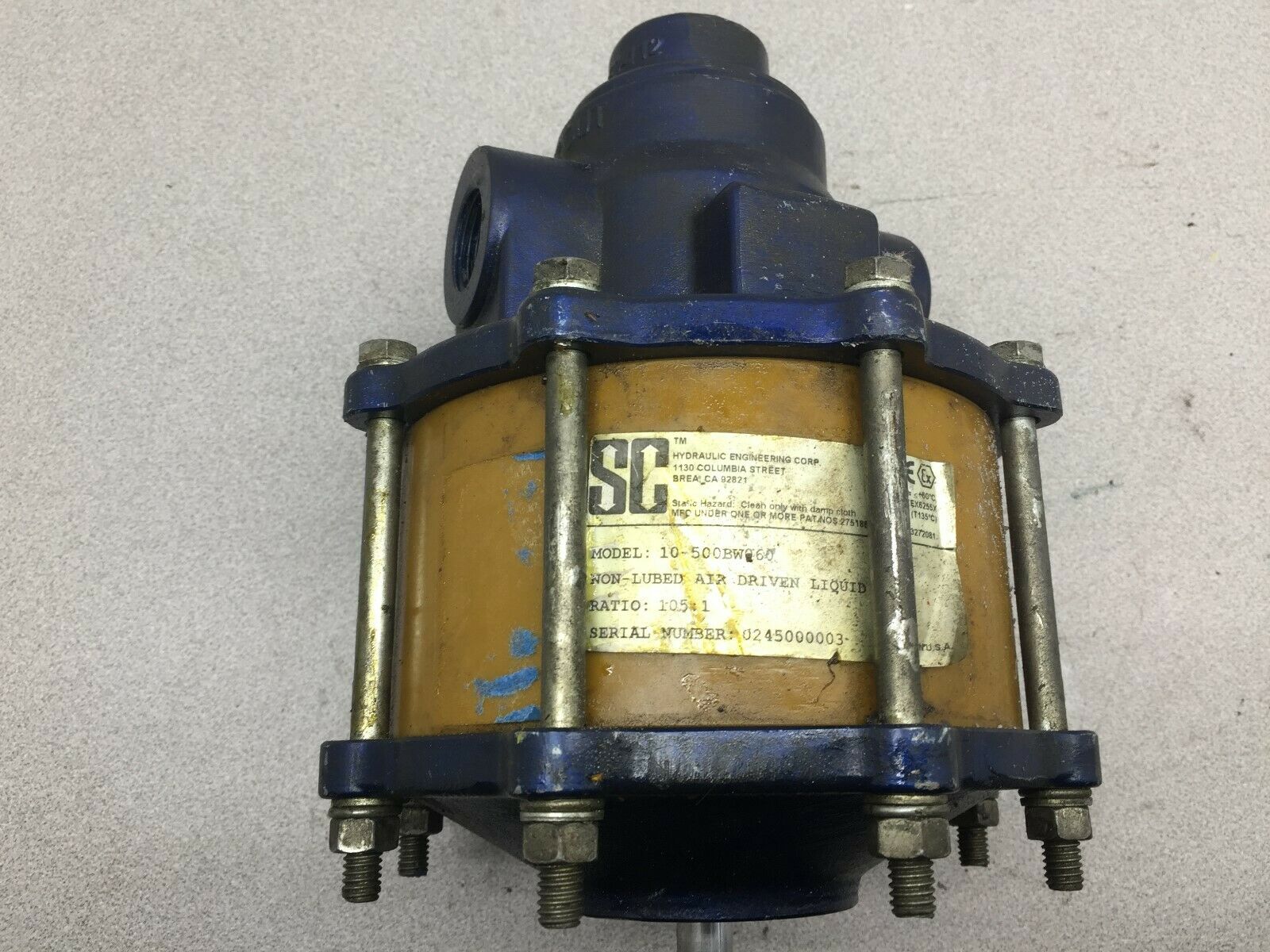 USED SC AIR DRIVEN 105:1 LIQUID PUMP 10-500BW060