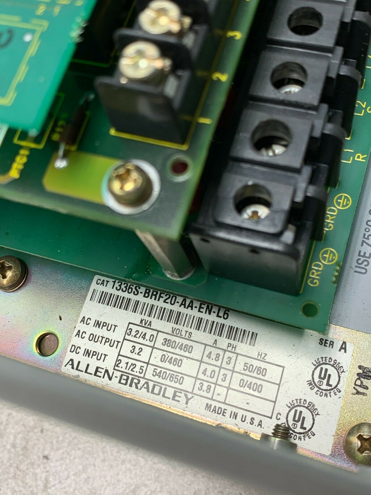 USED ALLEN-BRADLEY 2HP DRIVE 1336S-BRF20-AA-EN-L6 SERIES A