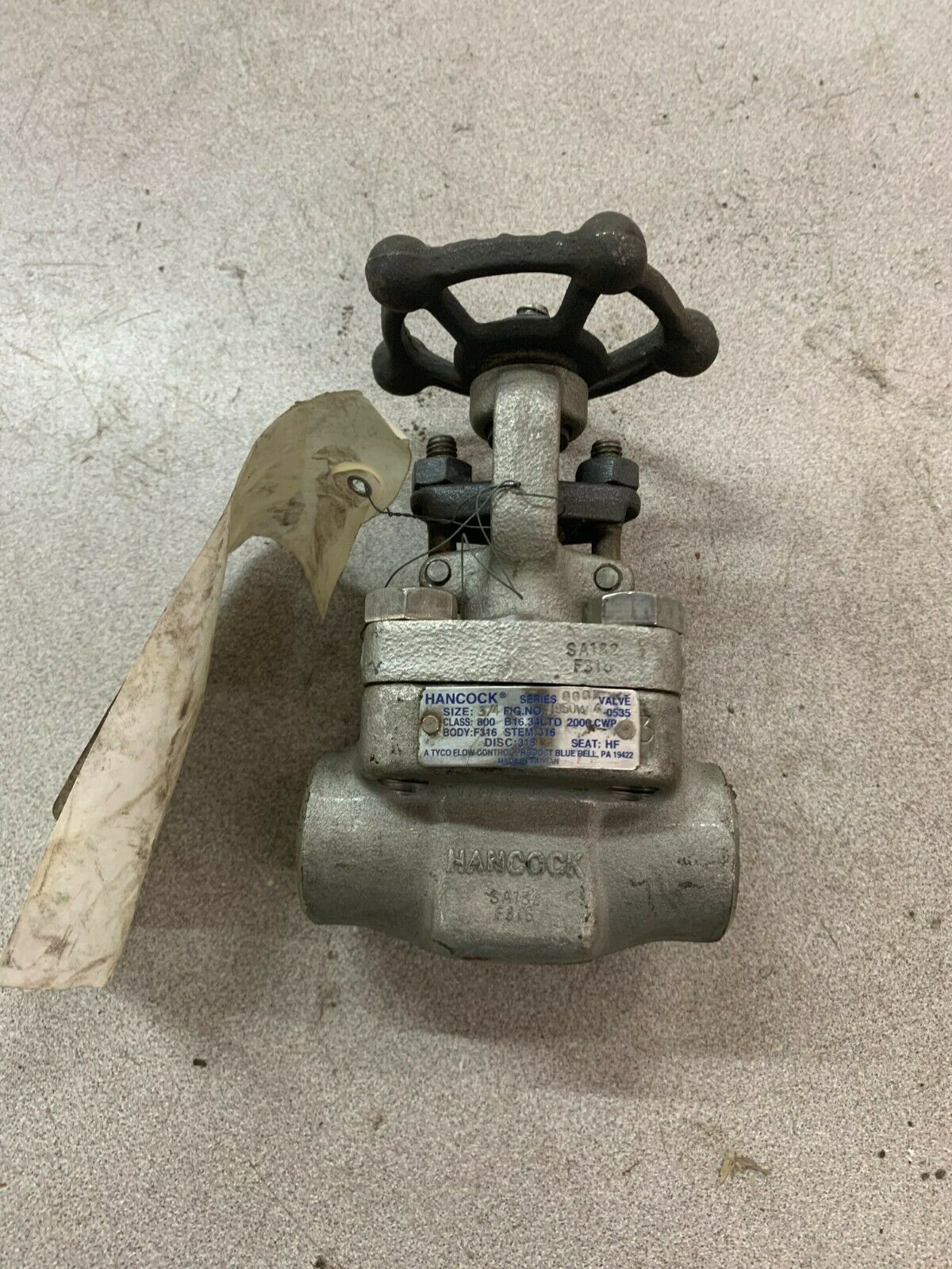 HANCOCK 3/4" SERIES 900 GATE VALVE 950W4-035 STAINLESS SOCKED WELD B16.34LTD 200