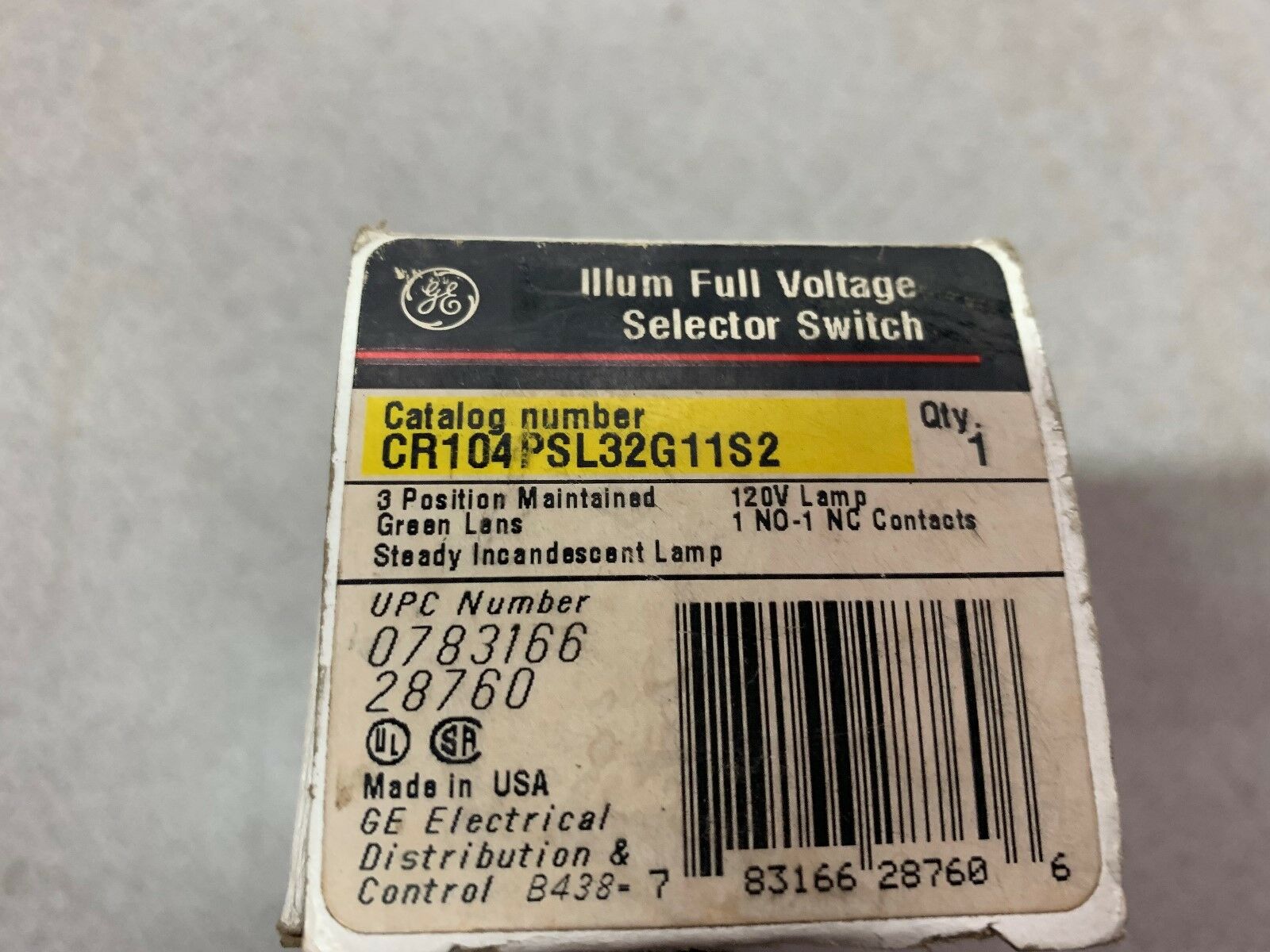 NEW IN BOX GE SELECTOR SWITCH CR104PSL32G11S2