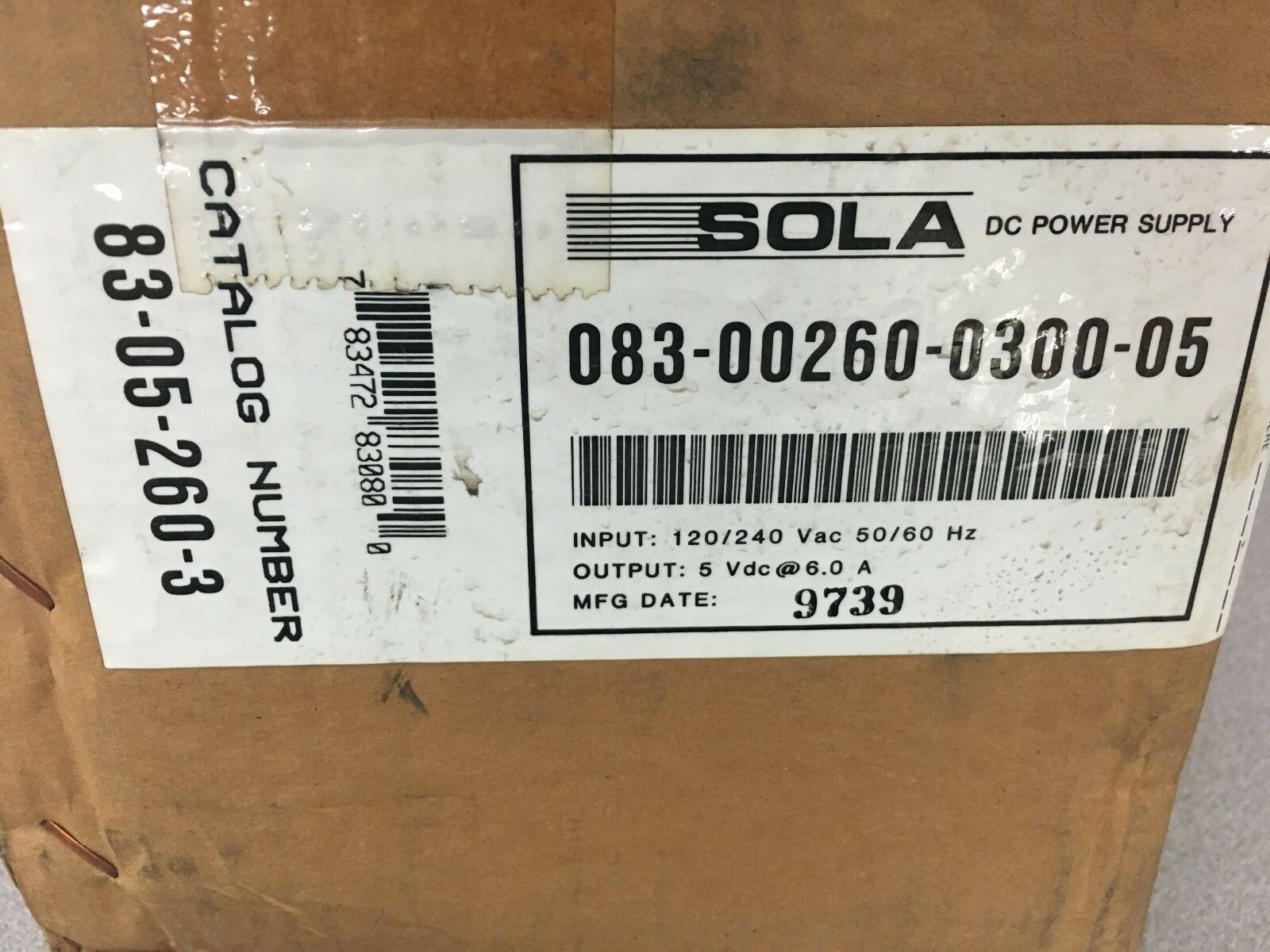 NEW IN BOX SOLA POWER SUPPLY 83-05-260-03