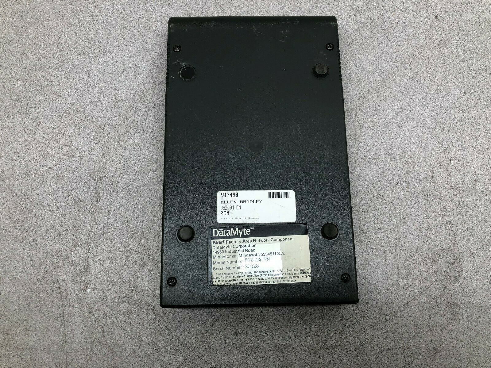 USED DATAMYTE FAN FACTORY AREA NETWORK COMPONENT 862-04 EN