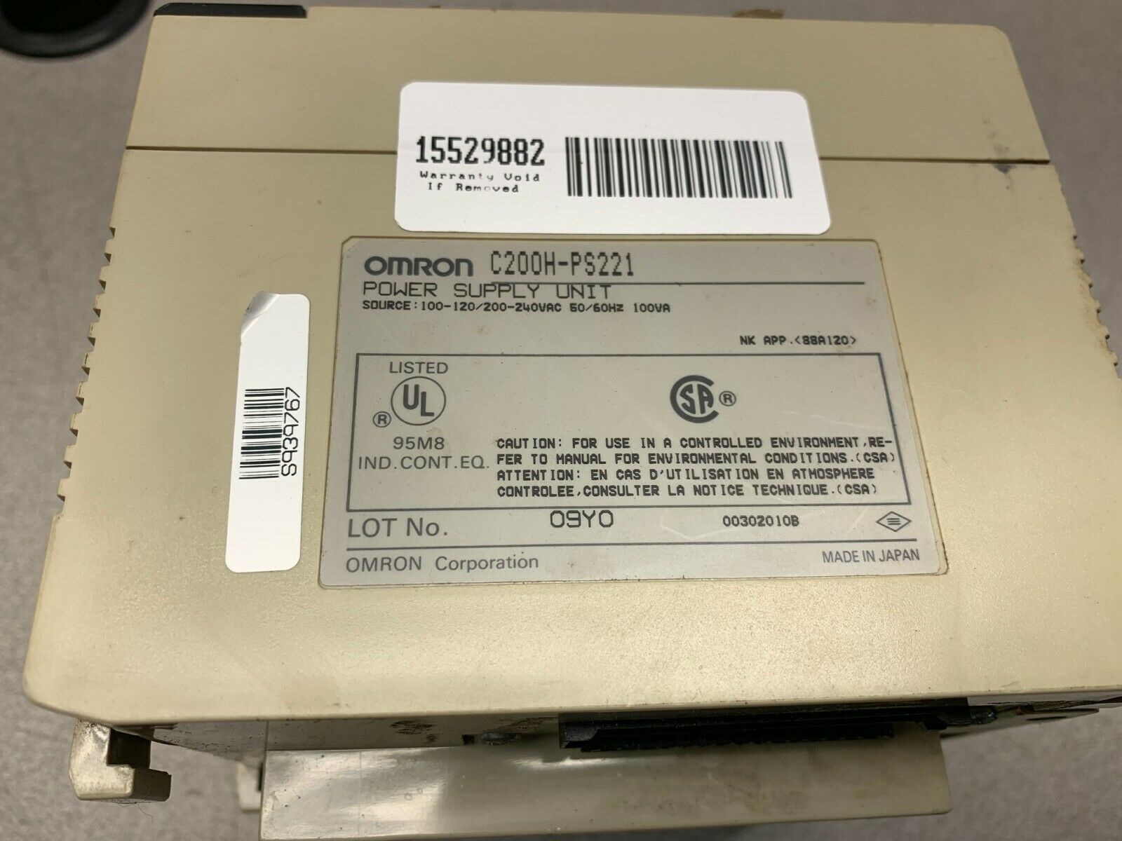 USED OMRON POWER SUPPLY UNIT C200H-PS221