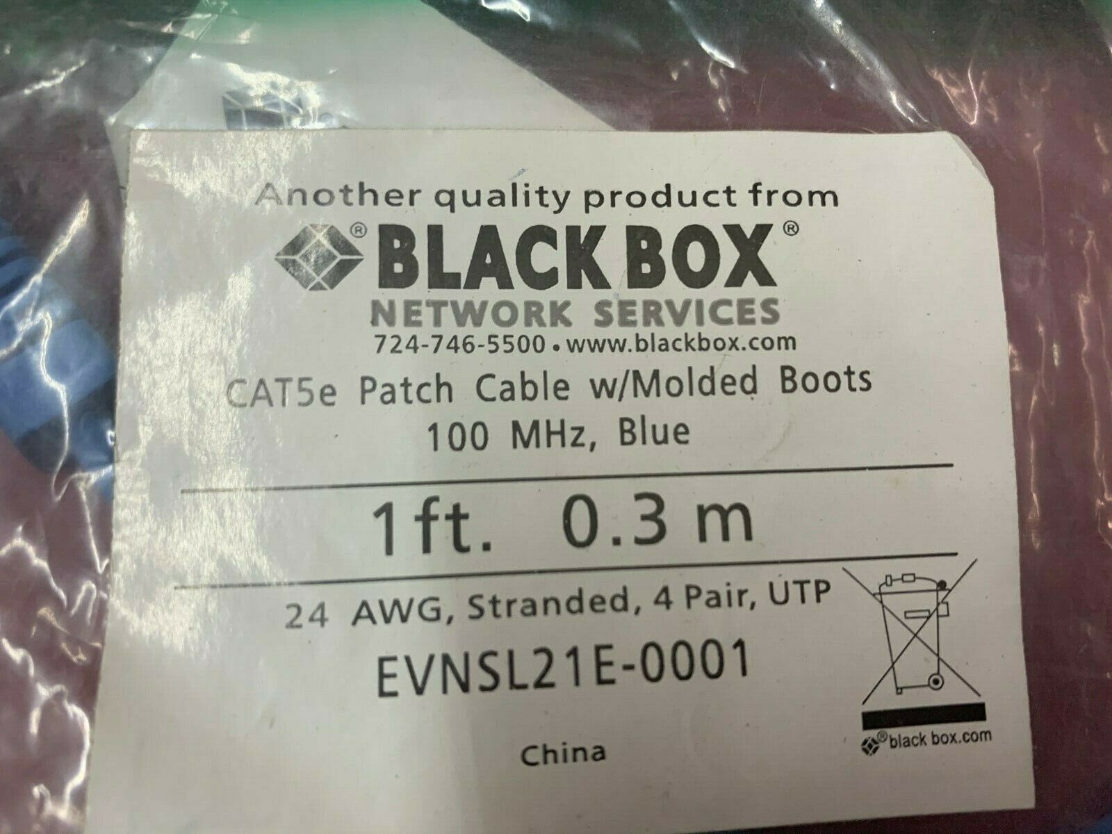 LOT OF 8 NEW IN BAG BLACK BOX CABLE EVNSL21E-0001