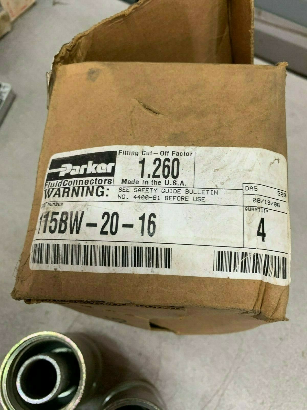 NEW BOX OF 4 PARKER FLUID COUPLINGS 115BW-20-16