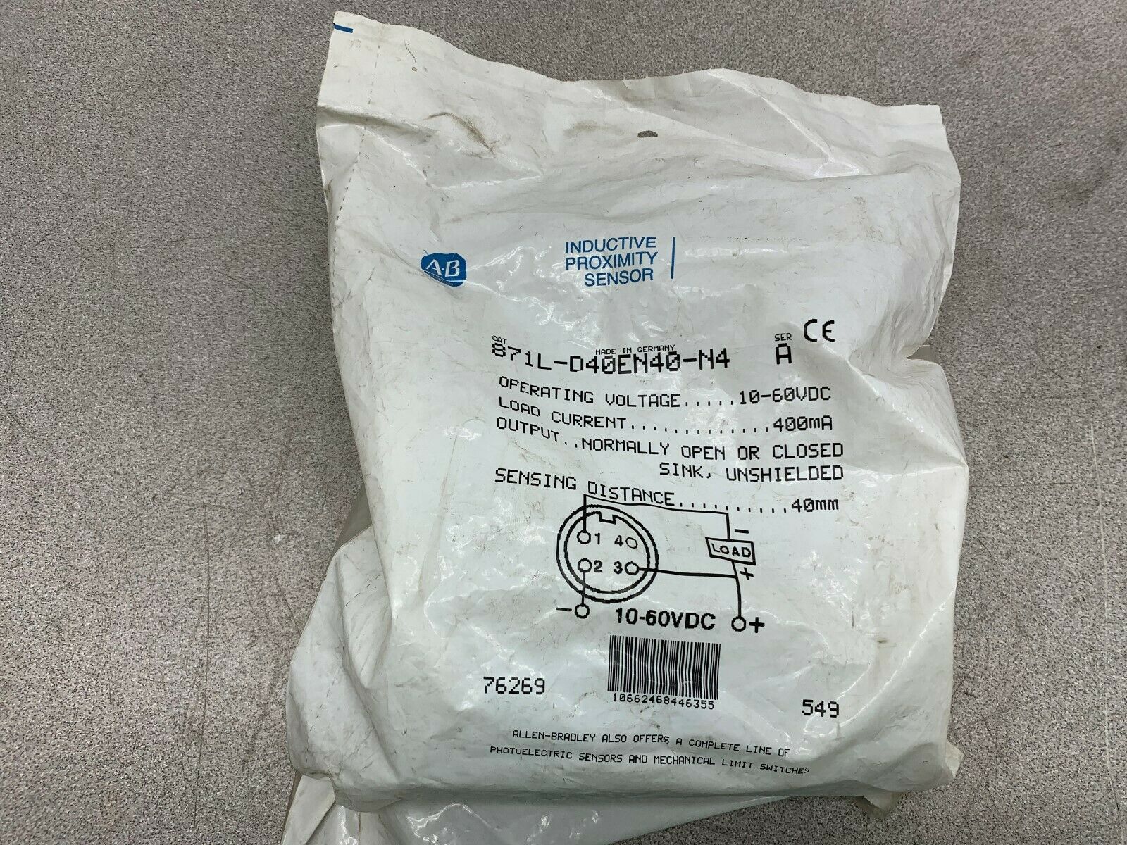 NEW NO BOX ALLEN BRADLEY SENSOR 871L-D40EN40-N4