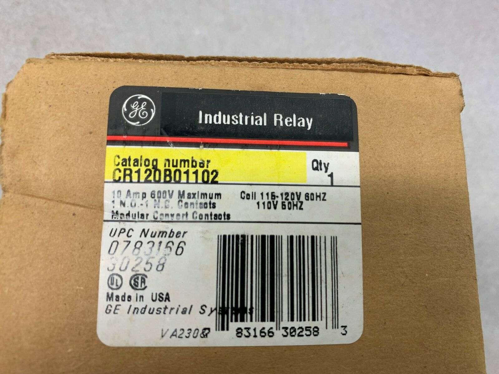 NEW IN BOX GE RELAY CR120B01102